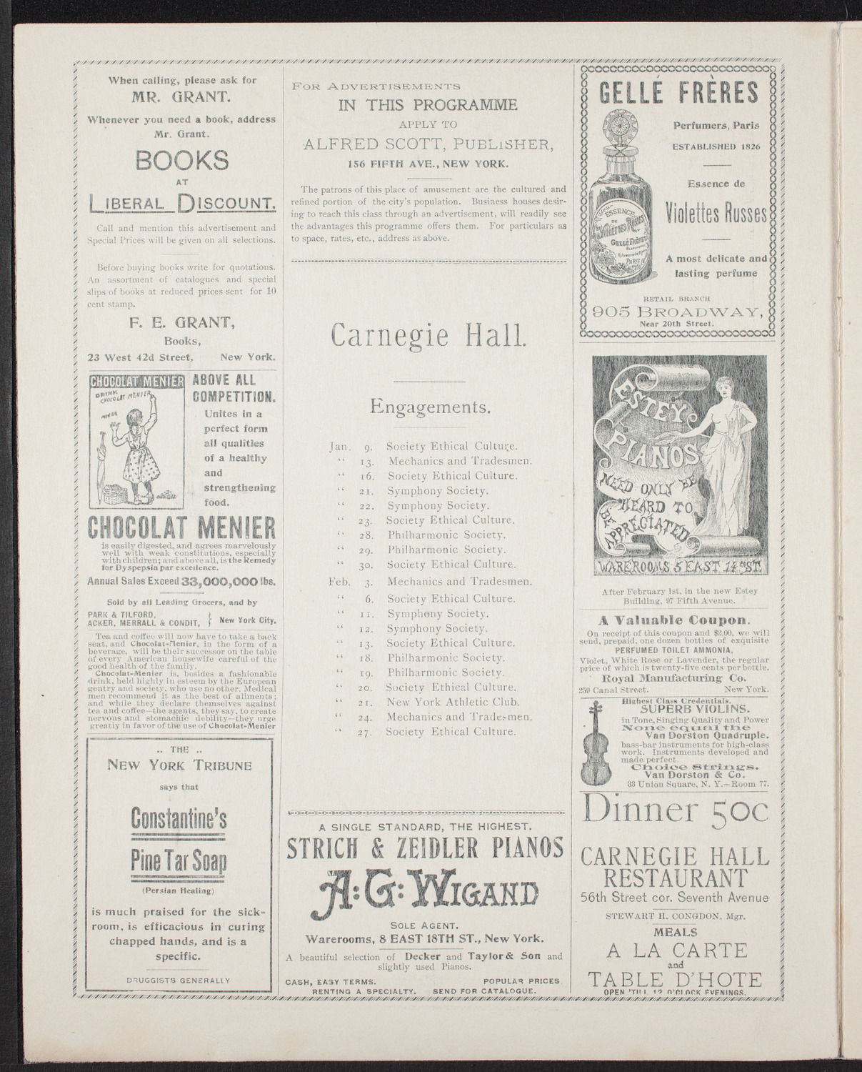 New York Philharmonic, January 7, 1898, program page 2