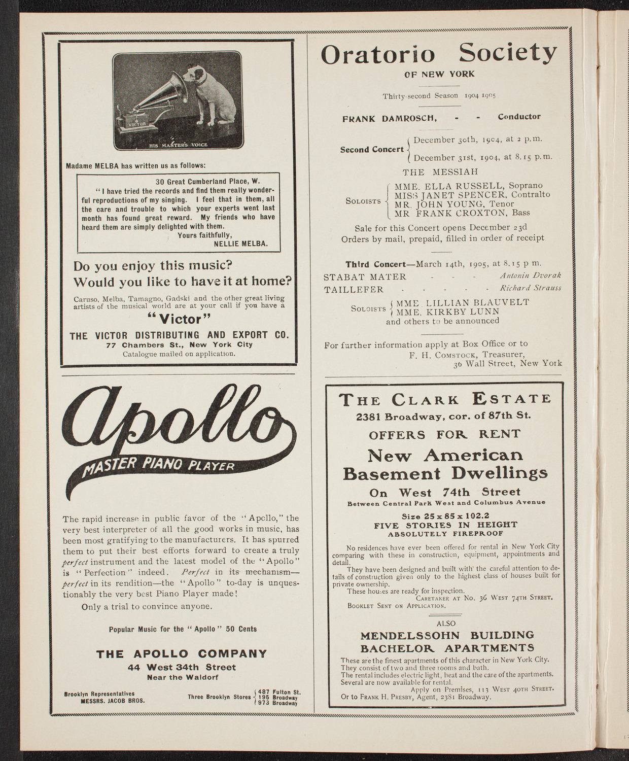 Oratorio Society of New York, December 1, 1904, program page 2