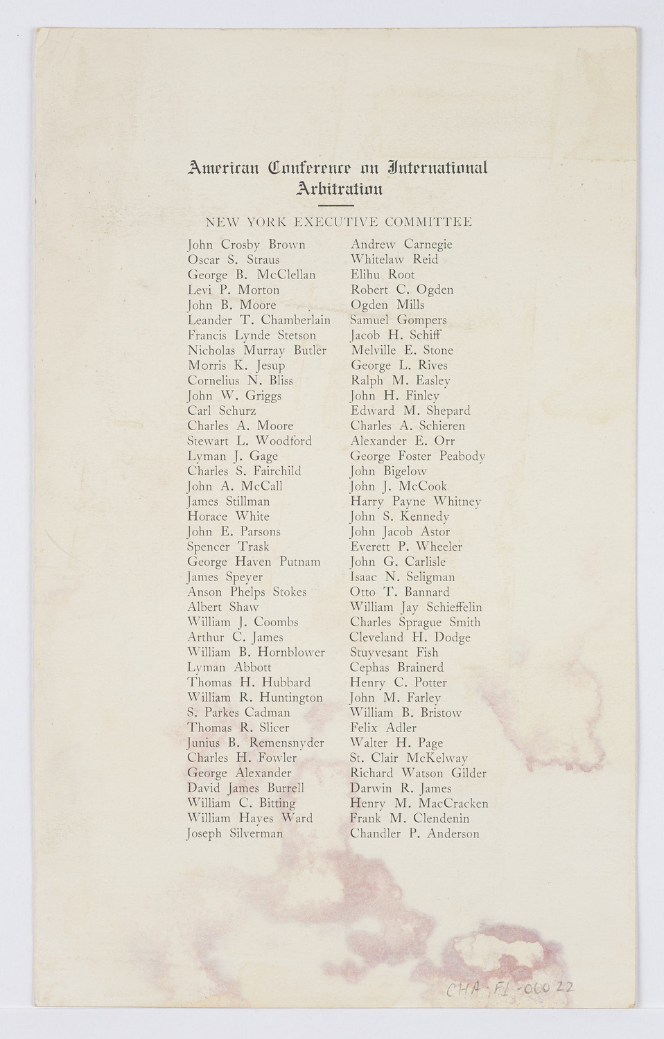 Meeting: American Conference on International Arbitration, December 16, 1904