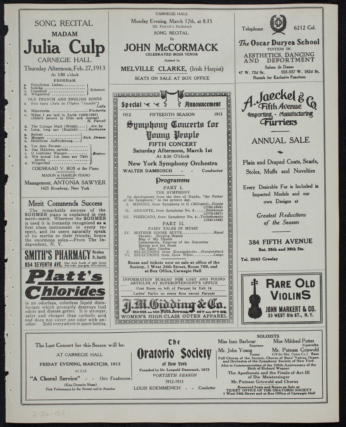 Efrem Zimbalist, Violin, and John Powell, Piano, February 25, 1913, program page 9