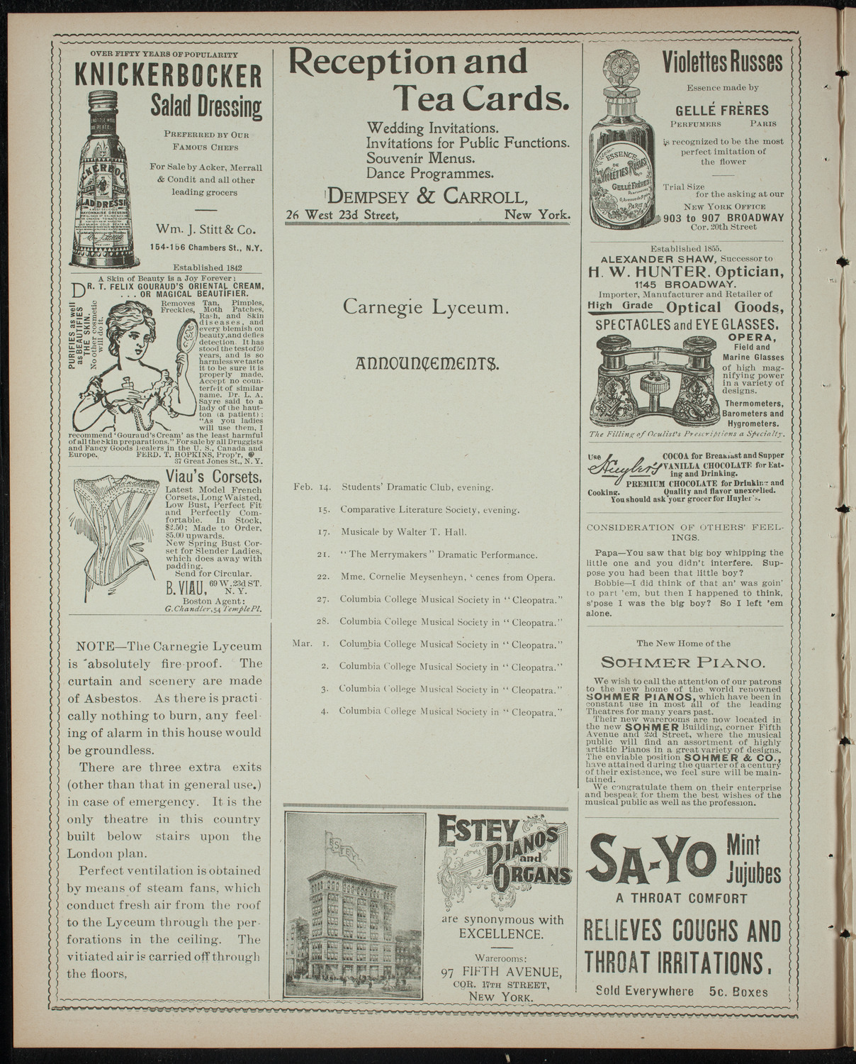 Stevens Institute of Technology Glee, Banjo and Mandolin Clubs, February 13, 1899, program page 2