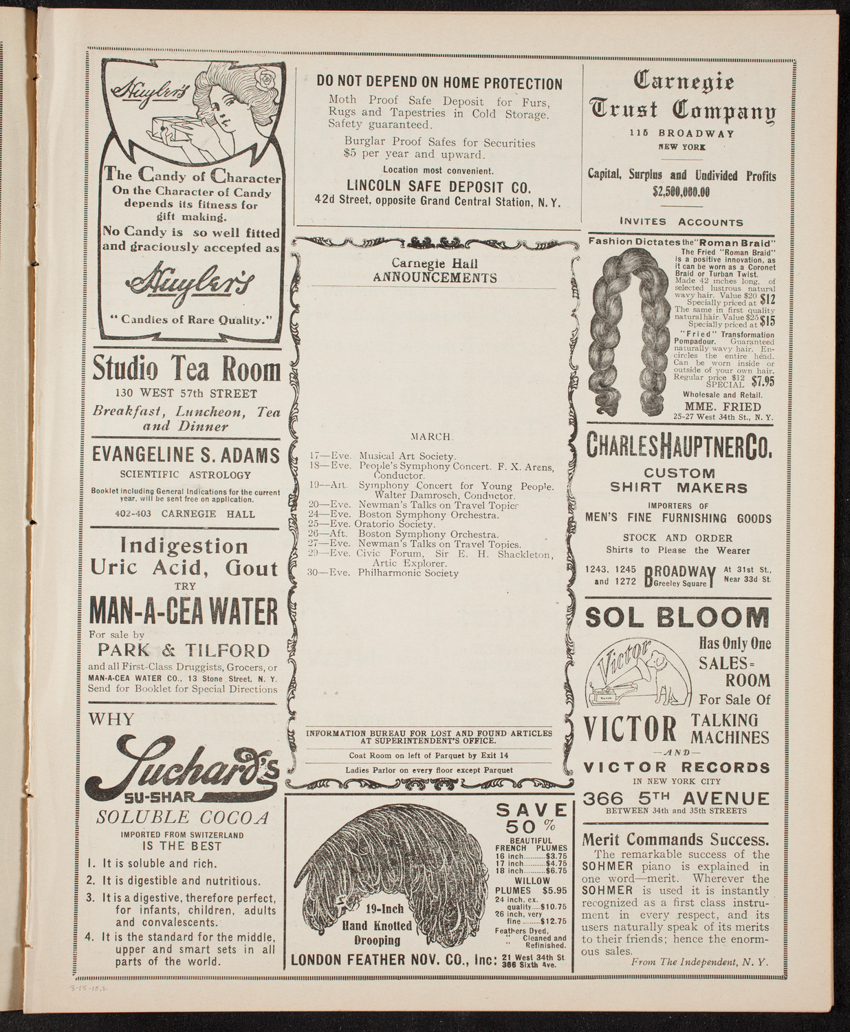 New York Symphony Orchestra: Damrosch Silver Jubilee, March 15, 1910, program page 3