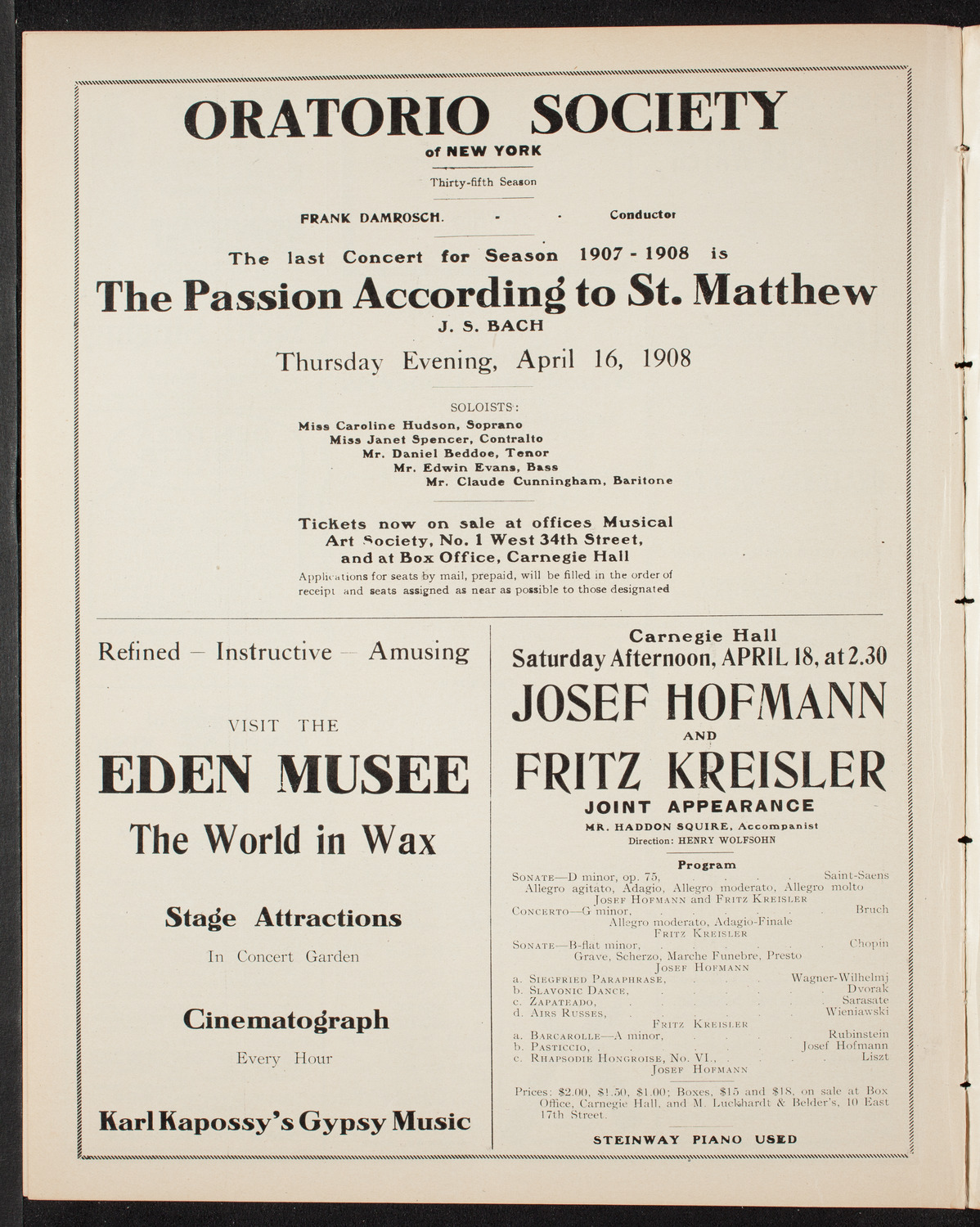 People's Choral Union, April 8, 1908, program page 10