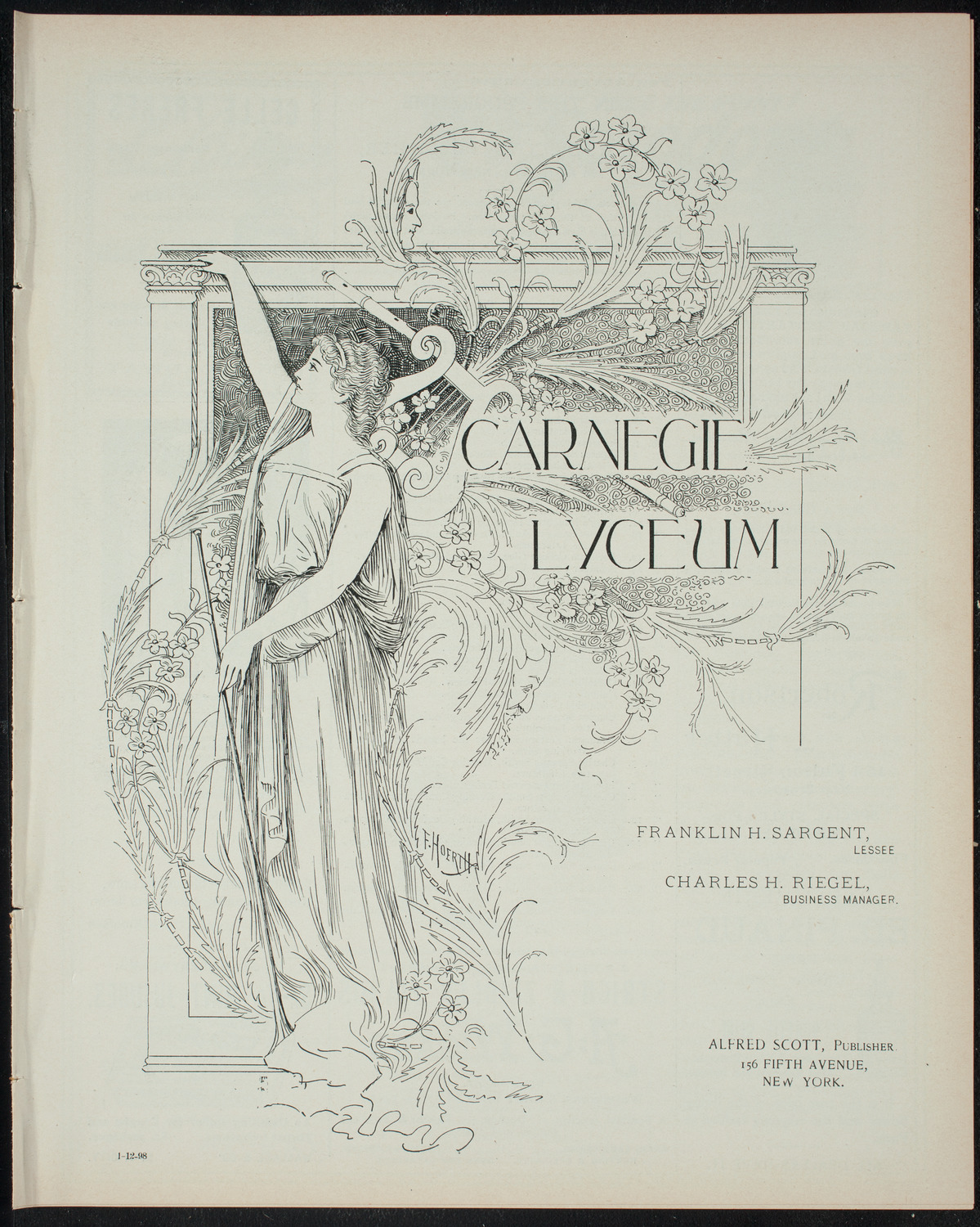 Powers-Mannes Wednesday Morning Musicale, January 12, 1898, program page 1