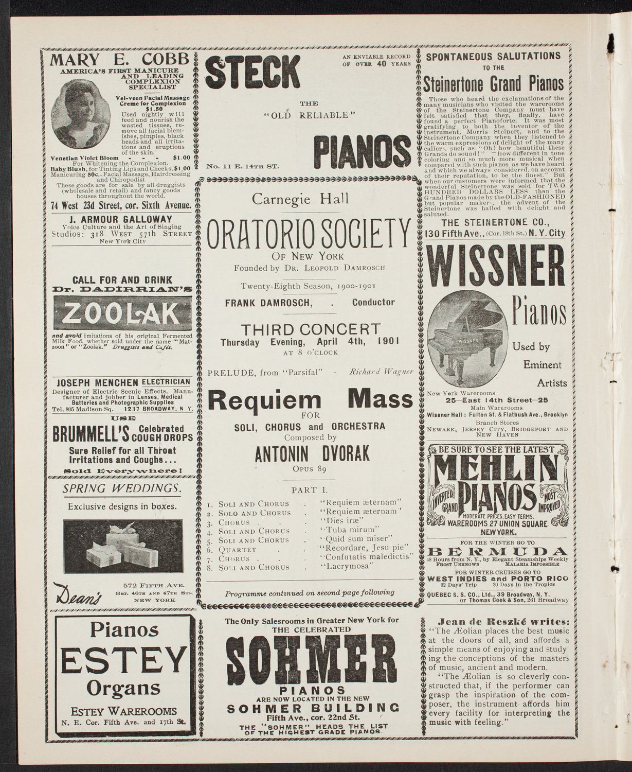 Oratorio Society of New York, April 4, 1901, program page 4