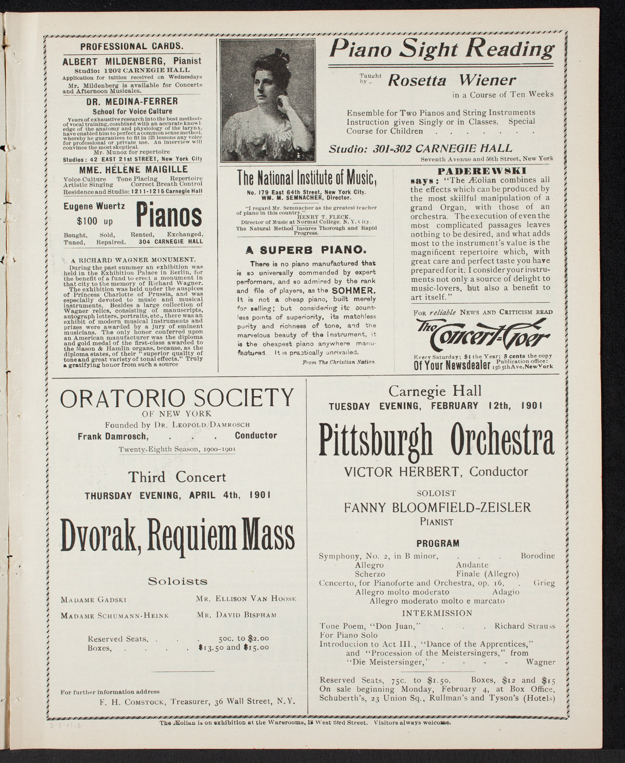 New York Philharmonic, February 2, 1901, program page 3