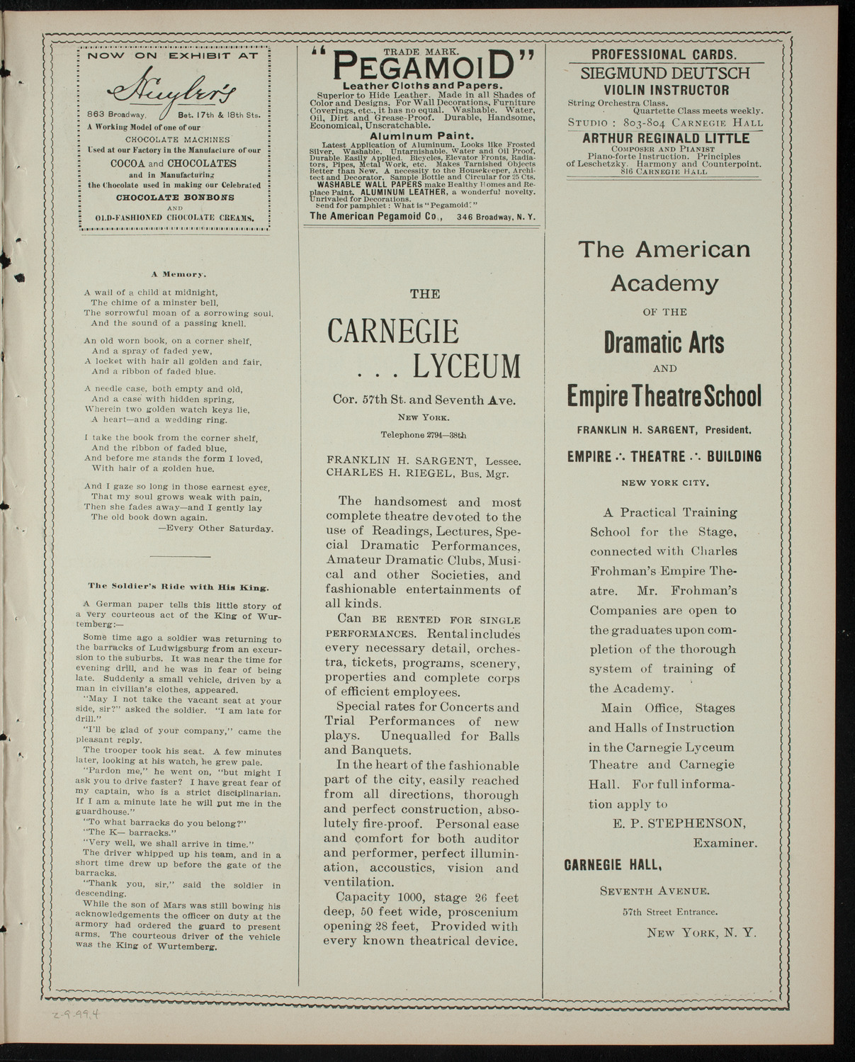 Amateur Comedy Club, February 9, 1899, program page 7