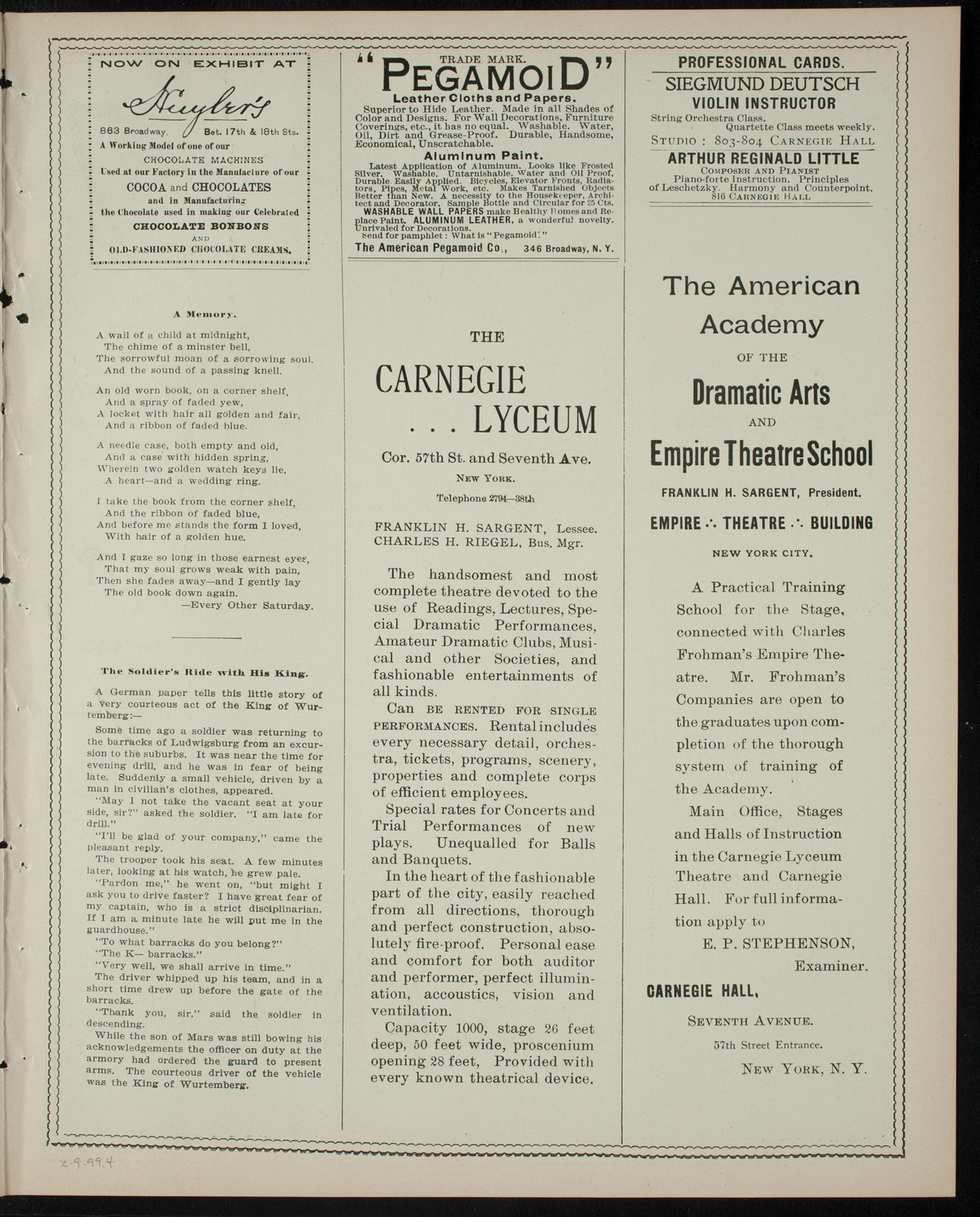 Amateur Comedy Club, February 9, 1899, program page 7