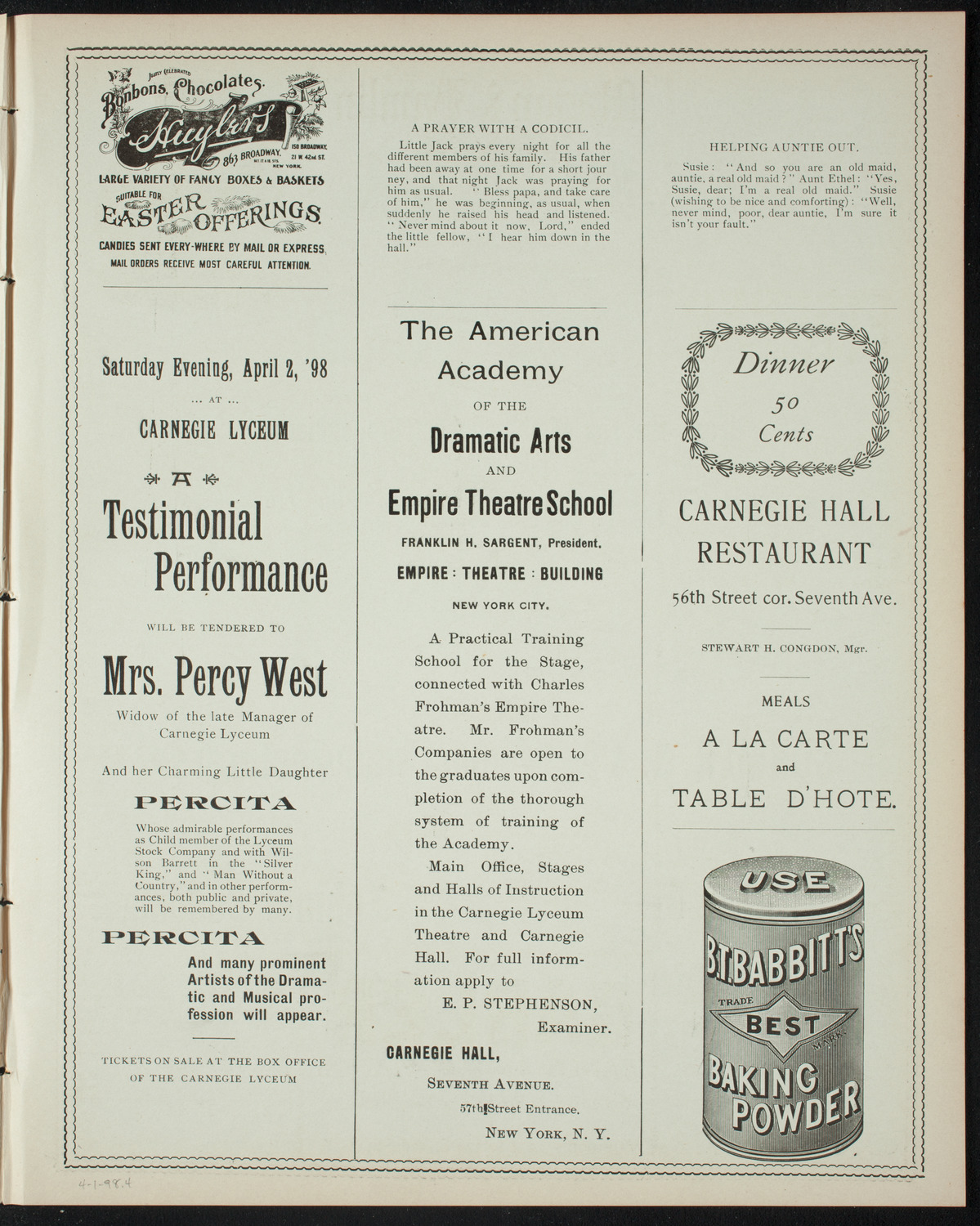 The People's Institute/ Lecture: Labor Problems, April 1, 1898, program page 7