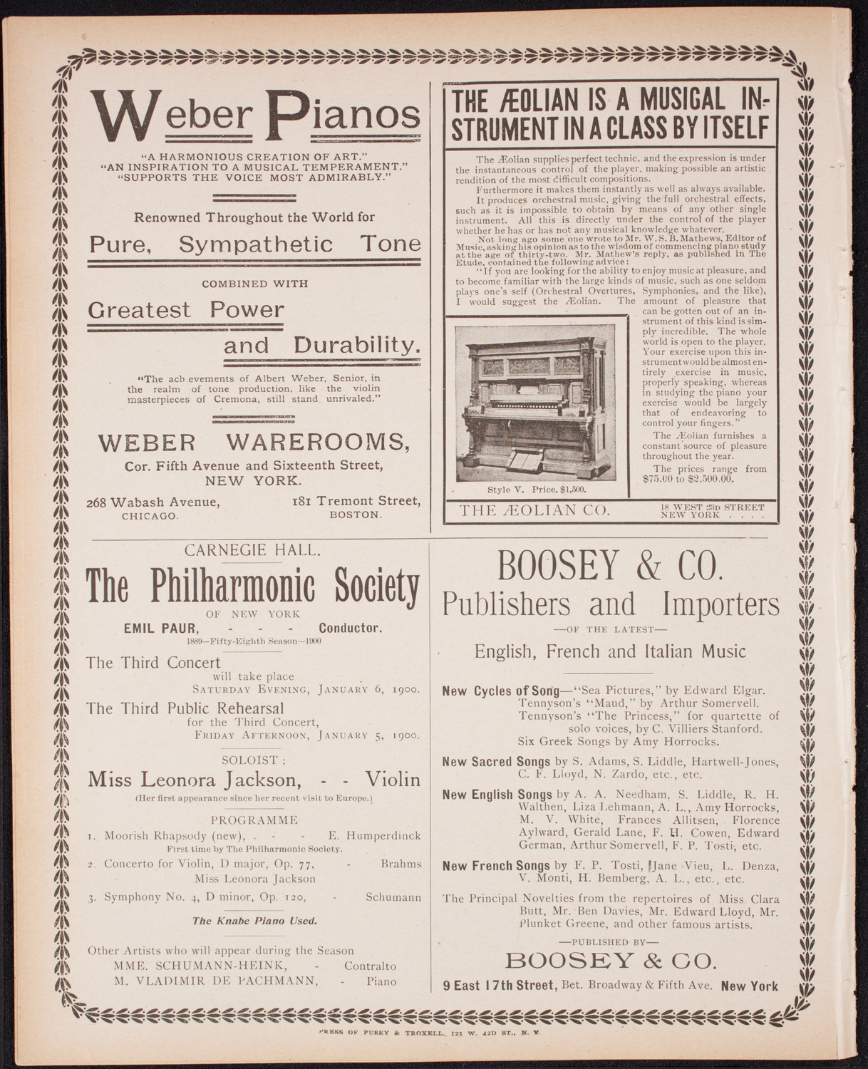Ignacy Jan Paderewski, Piano, December 12, 1899, program page 12