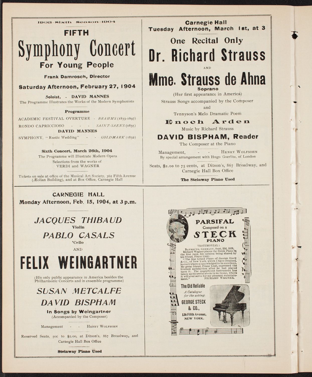 New York Symphony Orchestra, February 14, 1904, program page 8