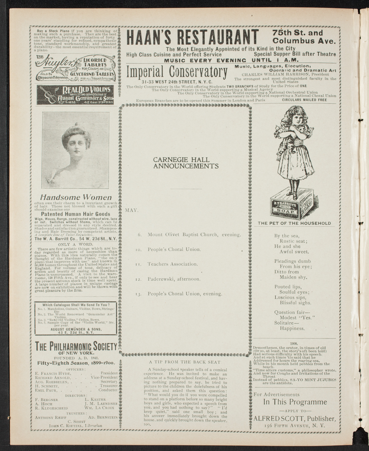 Mount Olivet Baptist Church 22nd Anniversary Service, May 6, 1900, program page 2