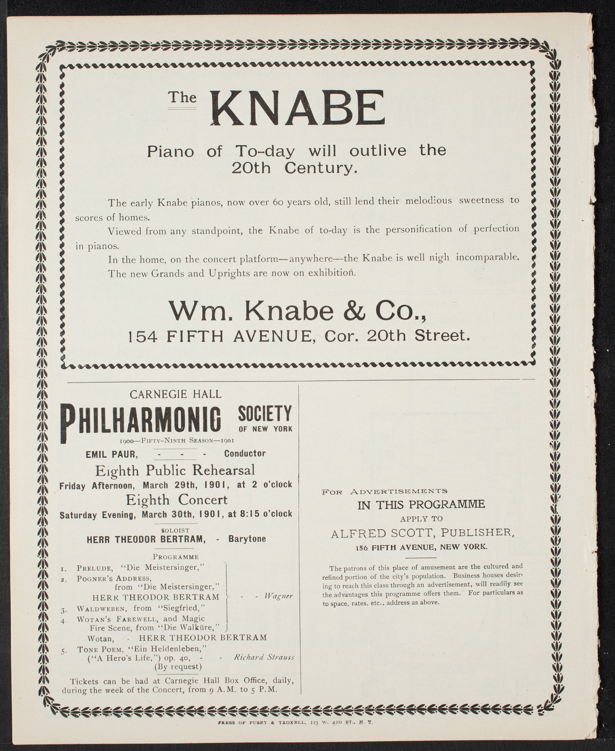 Leipzig Philharmonic Orchestra, March 10, 1901, program page 8
