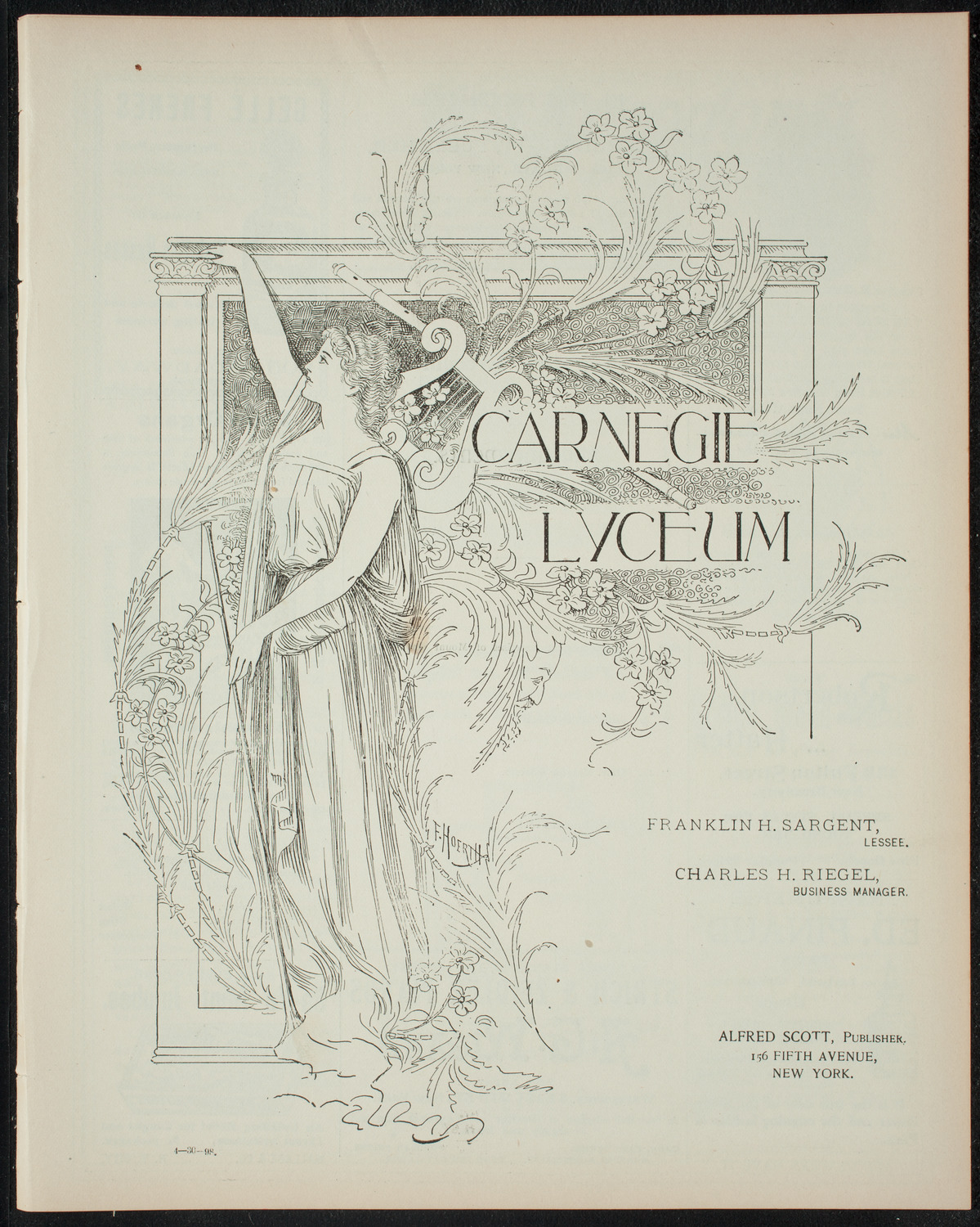 Students of Richard Burmeister, April 30, 1898, program page 1