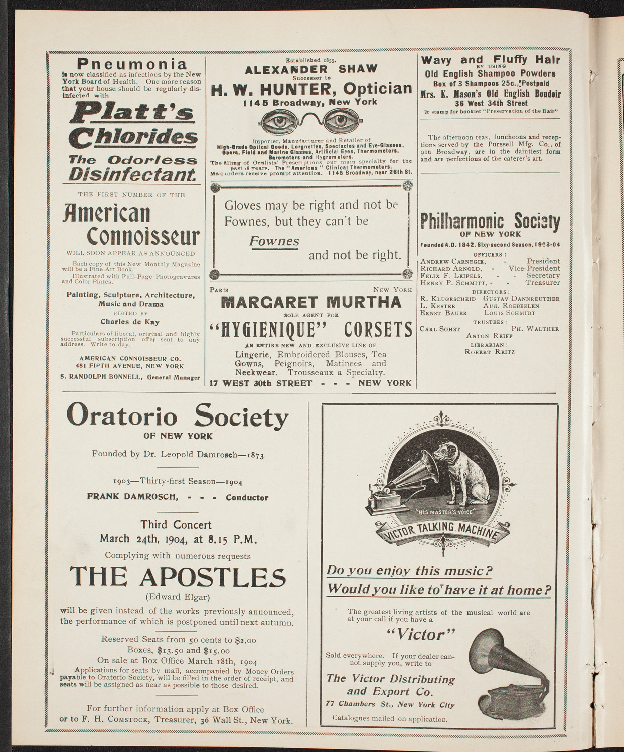 Marie Nichols, David Bispham, and Emma Howe with Wetzler Symphony Orchestra, February 21, 1904, program page 2