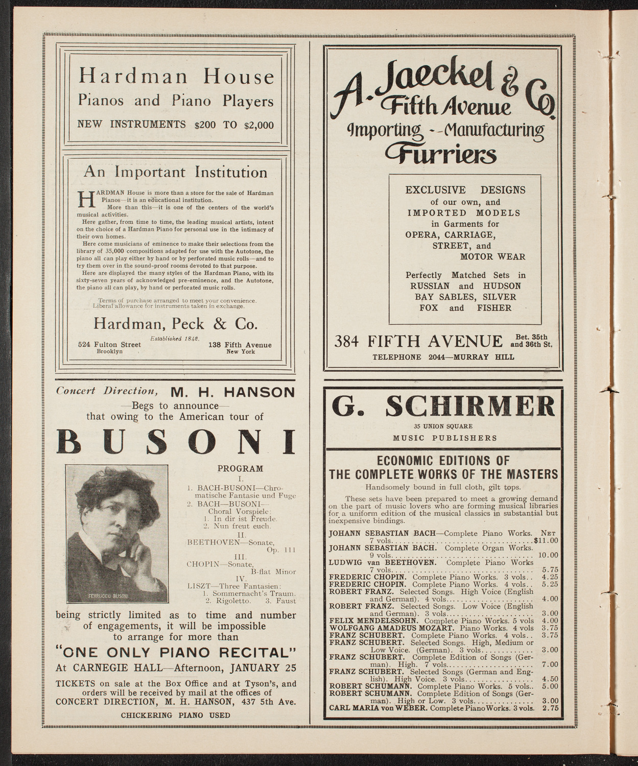 New York Philharmonic, January 21, 1910, program page 8