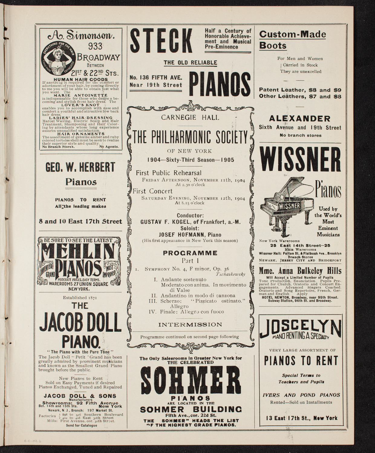 New York Philharmonic, November 11, 1904, program page 5