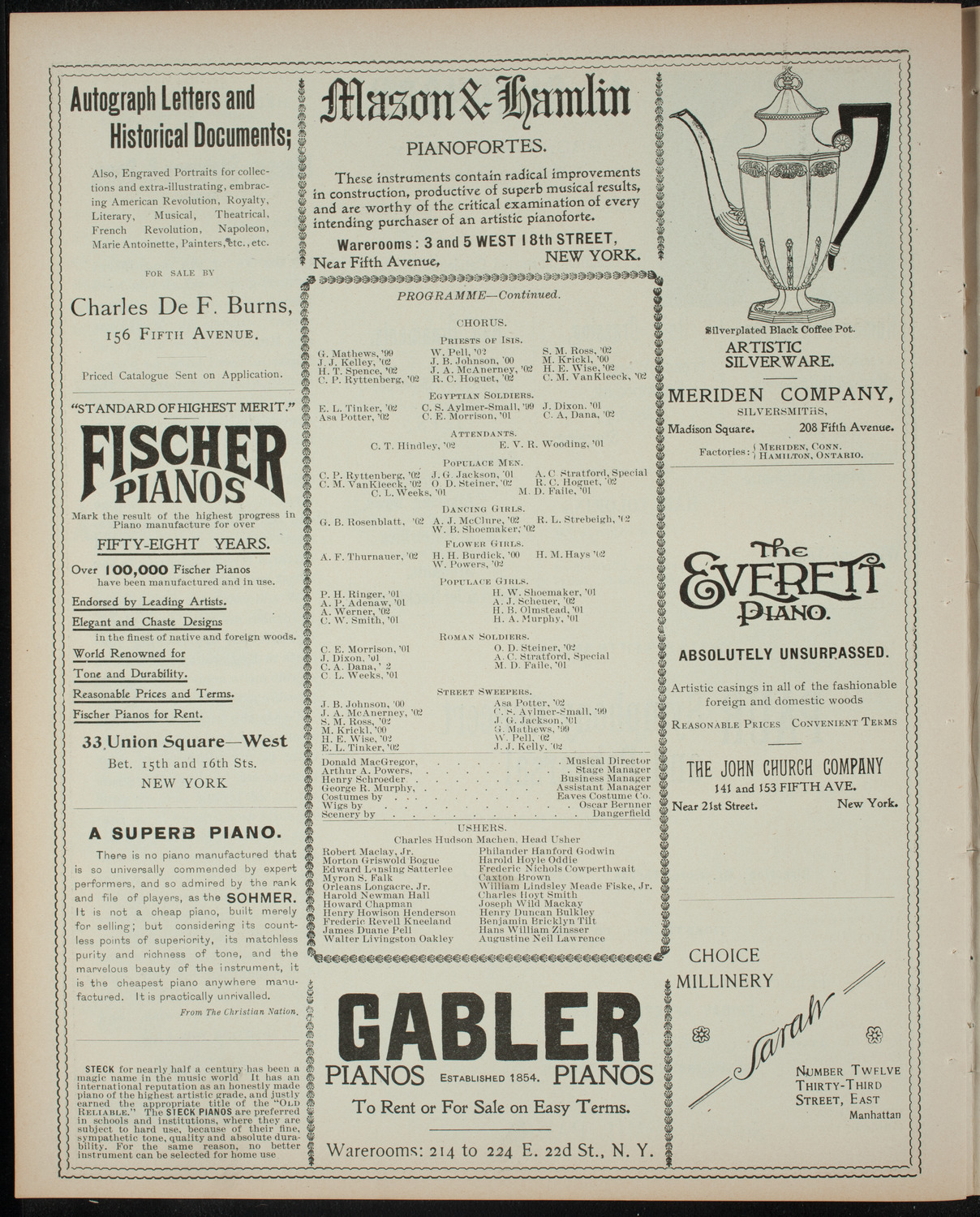 Columbia University Musical Society, March 4, 1899, program page 6