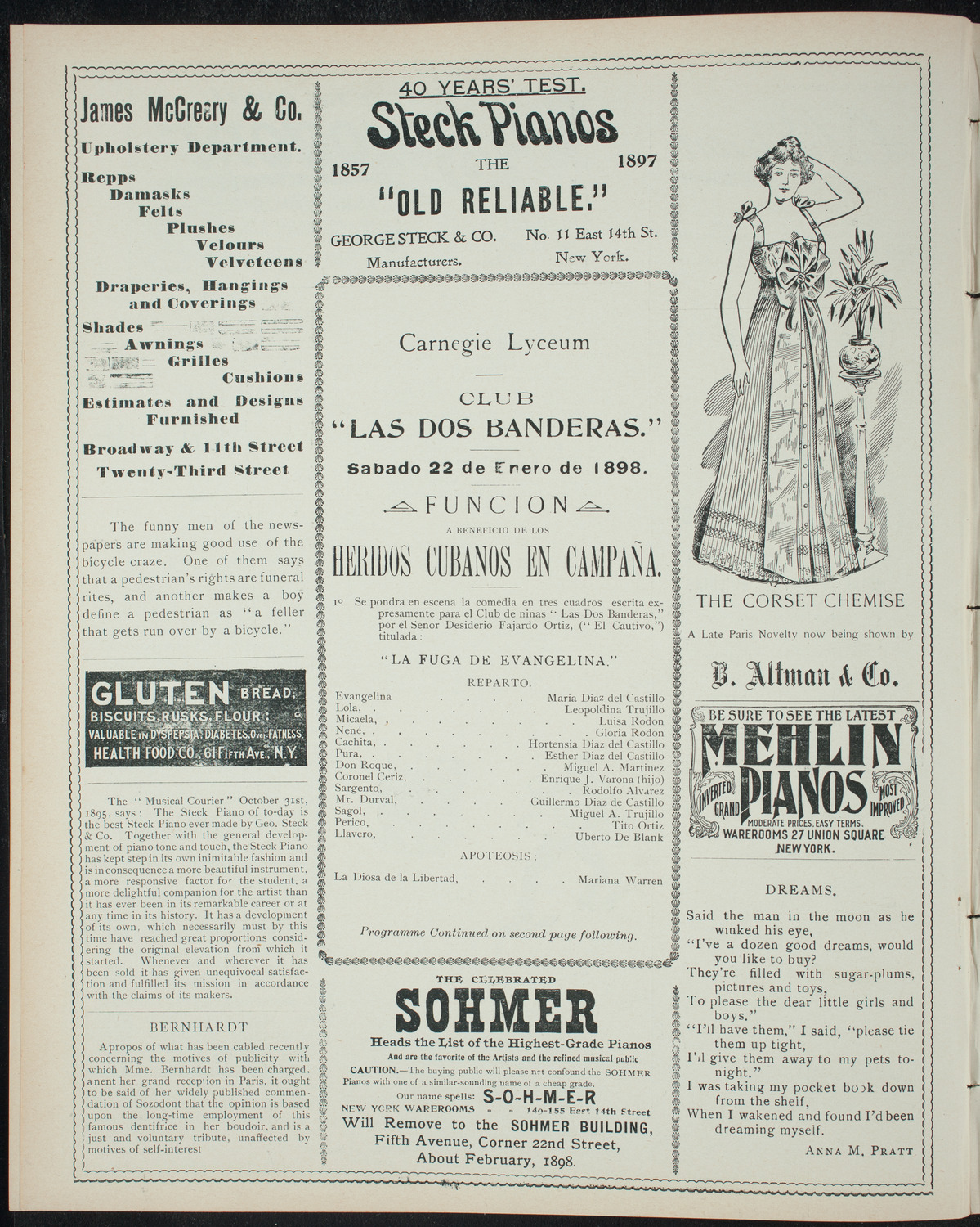 Club "Las Dos Banderas": Benefit for Wounded Cubans, January 22, 1898, program page 4