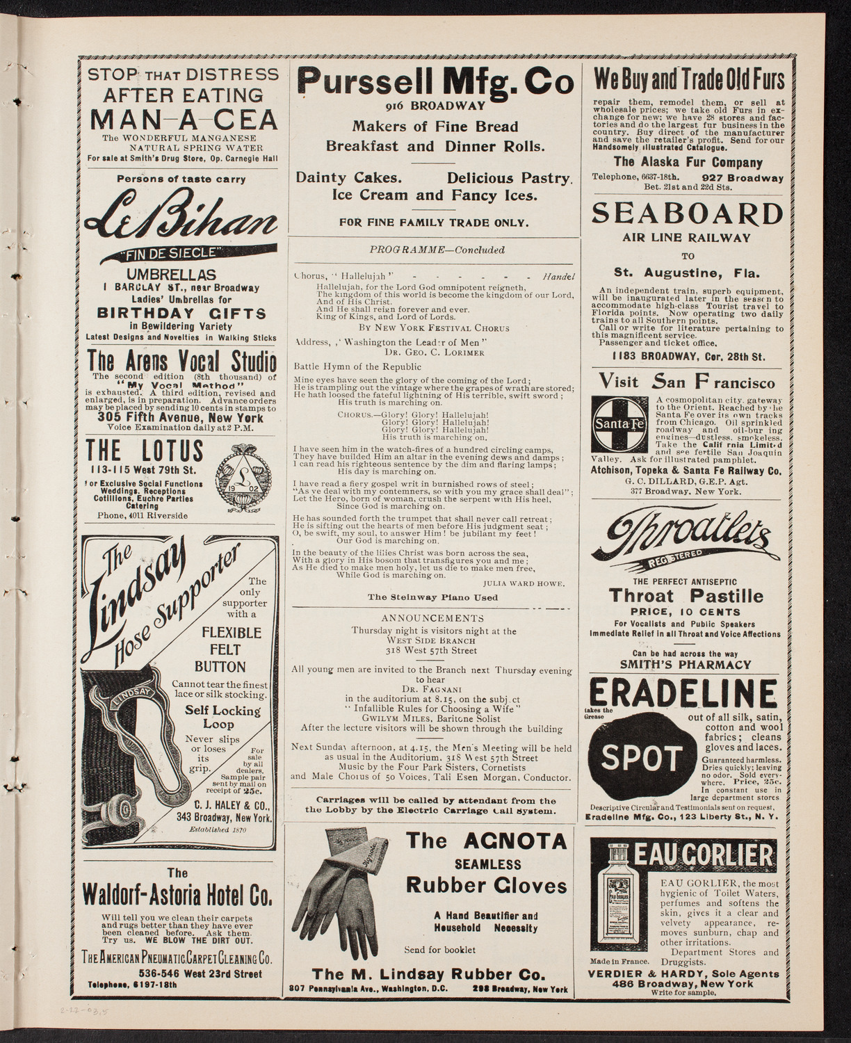 Meeting: YMCA/ Patriotic Mass Meeting for Men, February 22, 1903, program page 9