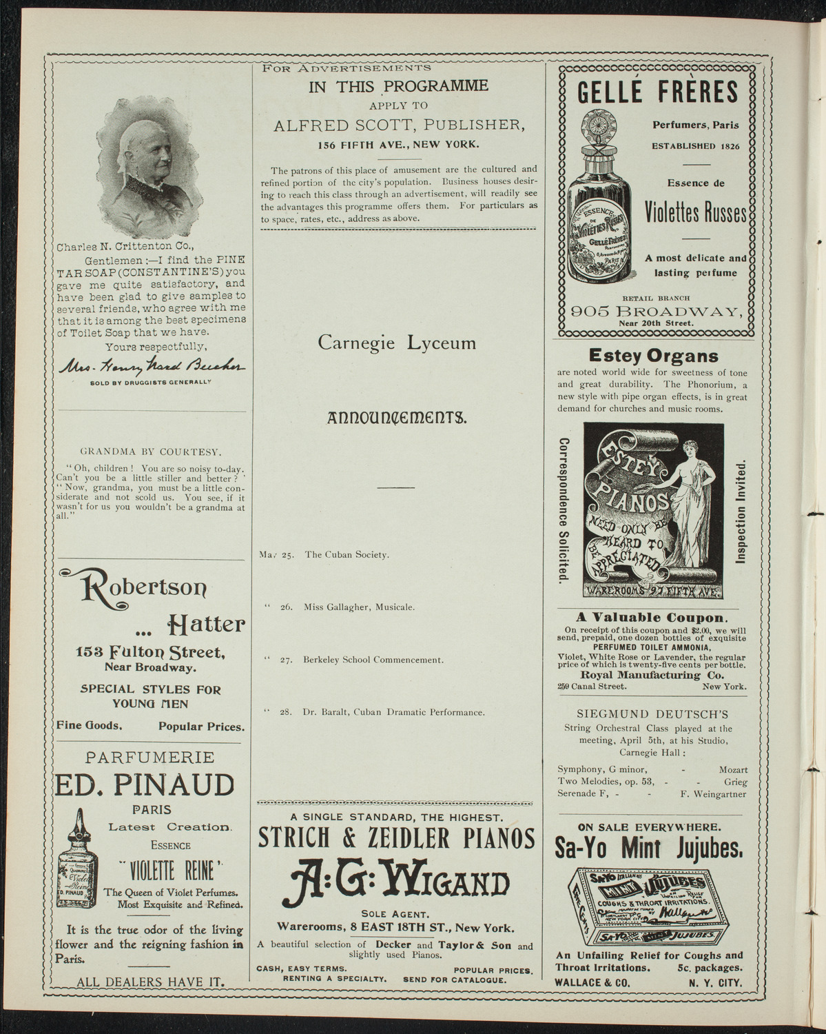Students of Helene Maigille, May 18, 1898, program page 2