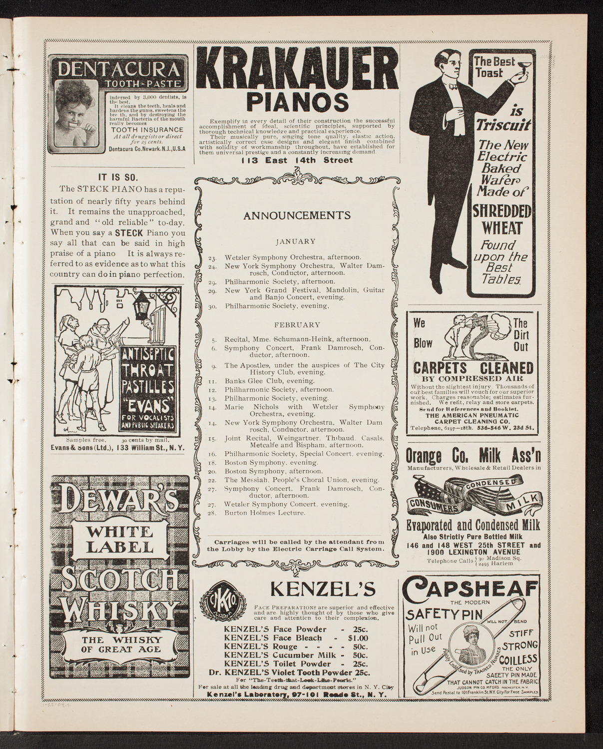 Arion Society, January 22, 1904, program page 3