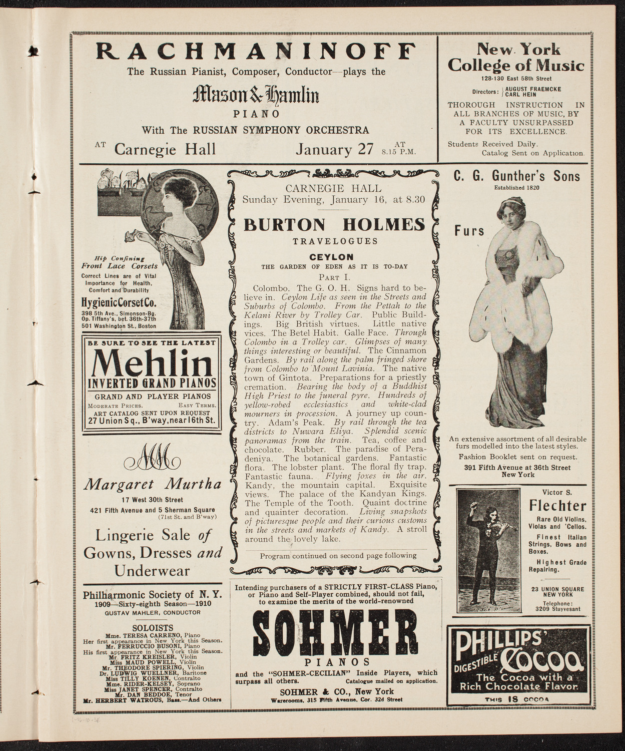 Burton Holmes Travelogue: Ceylon, January 16, 1910, program page 5