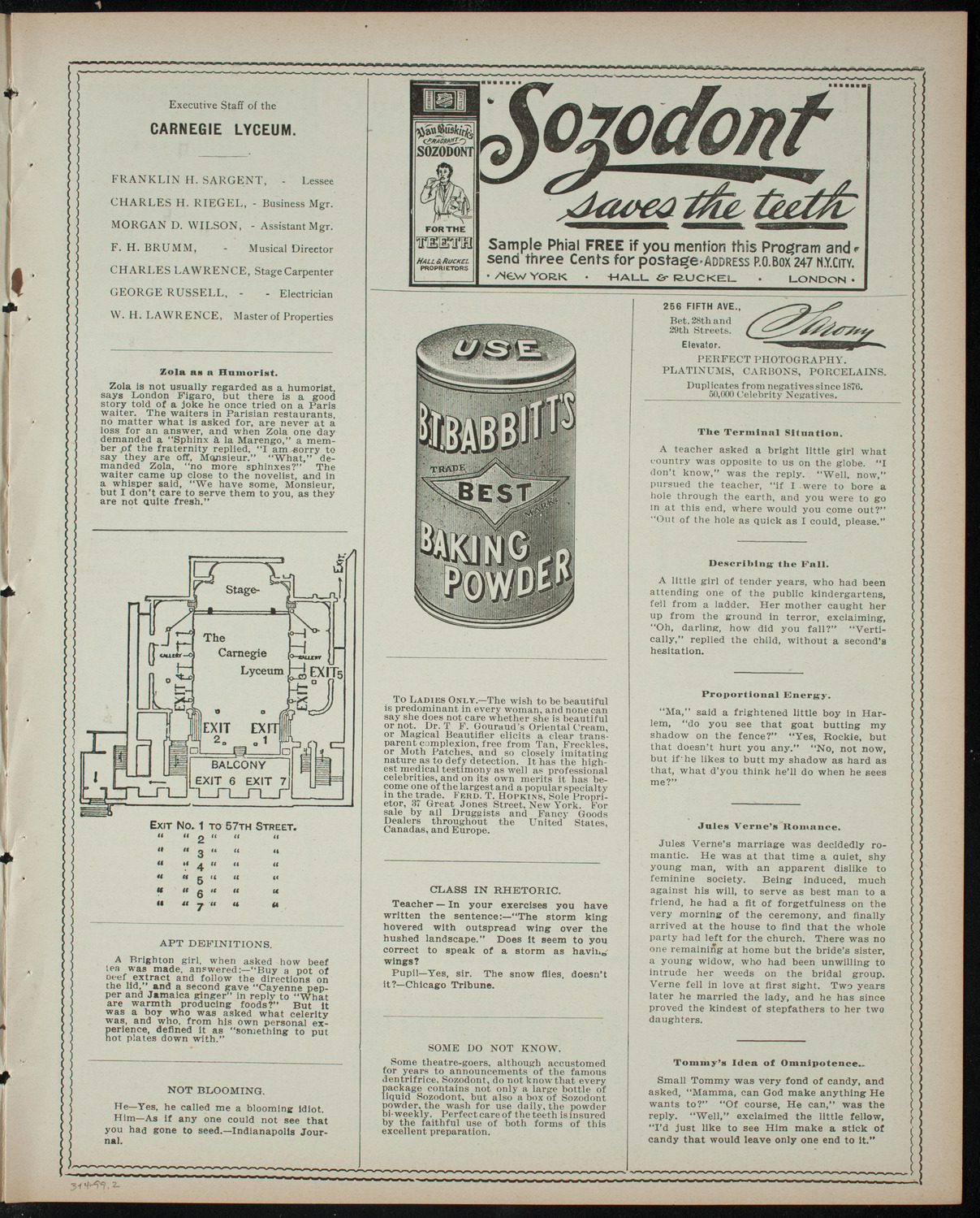 Bessie Lewis and Others, March 14, 1899, program page 3