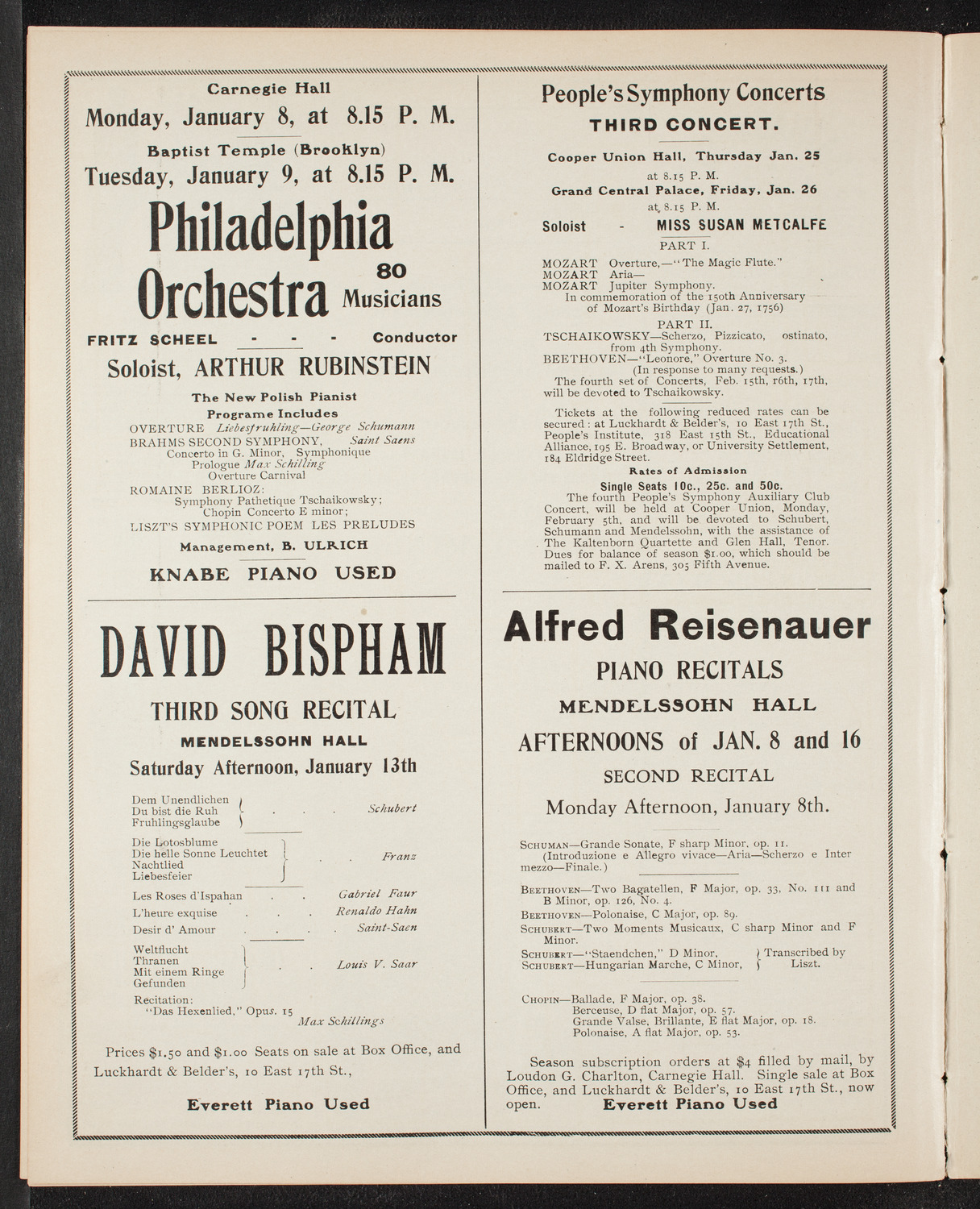 New York Symphony Orchestra, January 7, 1906, program page 10