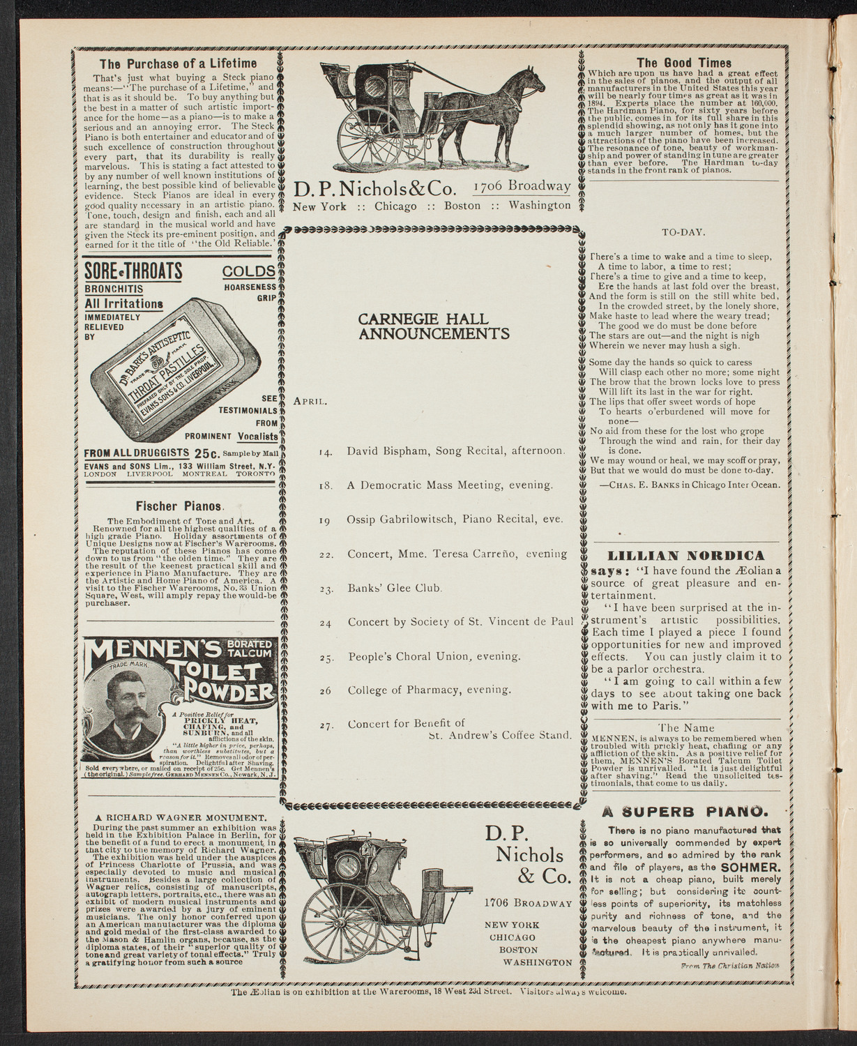 Josef Hofmann, Piano, April 13, 1901, program page 2