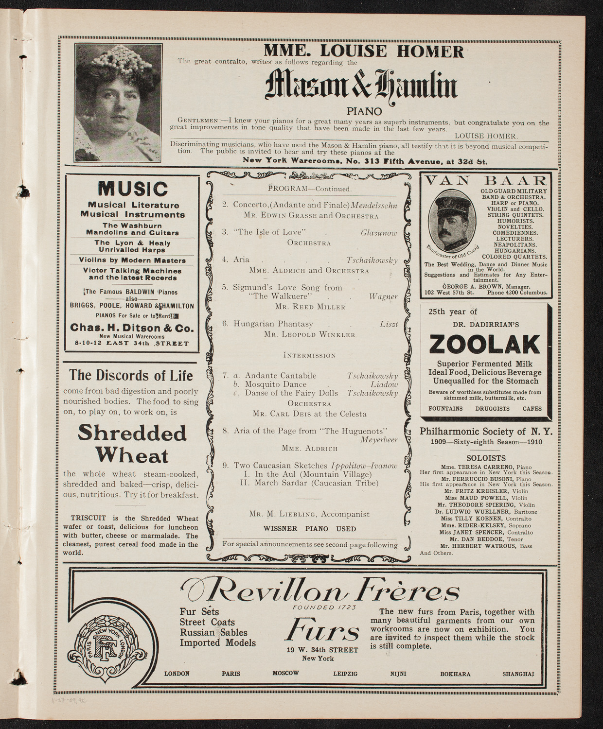 Benefit: St. Mark's Hospital, November 27, 1909, program page 7