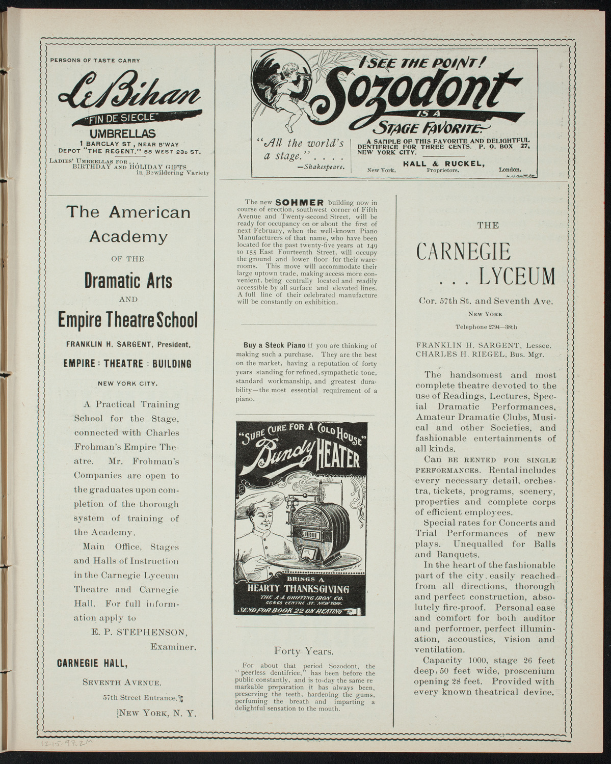 Powers-Mannes Wednesday Morning Musicale, December 15, 1897, program page 3