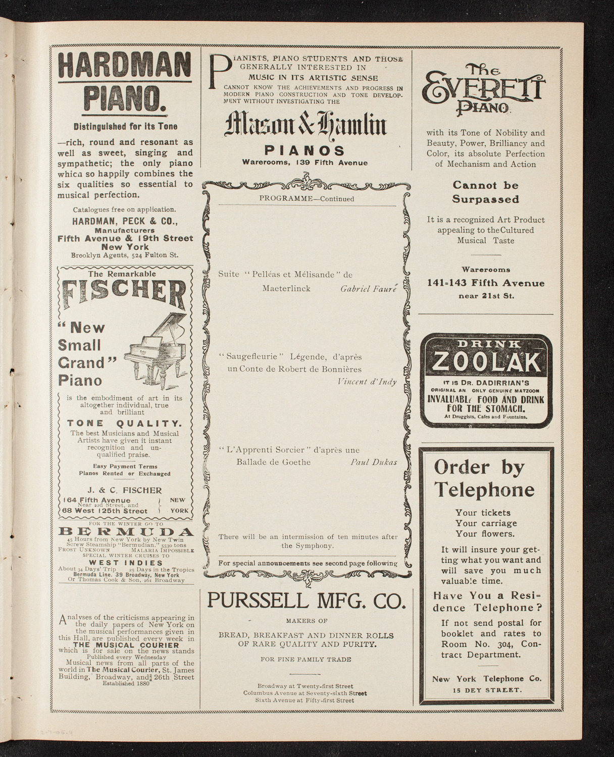 Boston Symphony Orchestra, December 7, 1905, program page 7