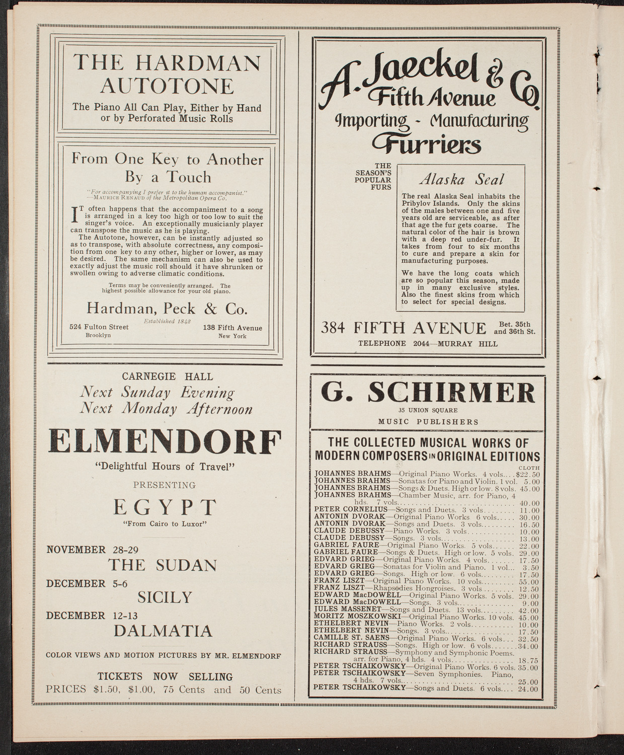 Sergei Rachmaninoff, Piano, November 20, 1909, program page 8