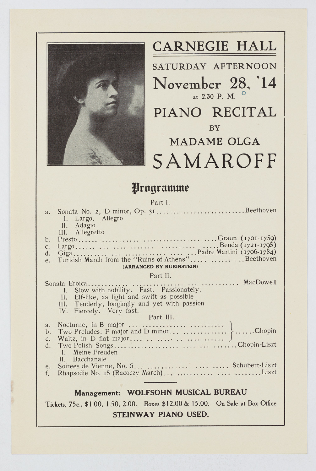 Olga Samaroff, November 28, 1914
