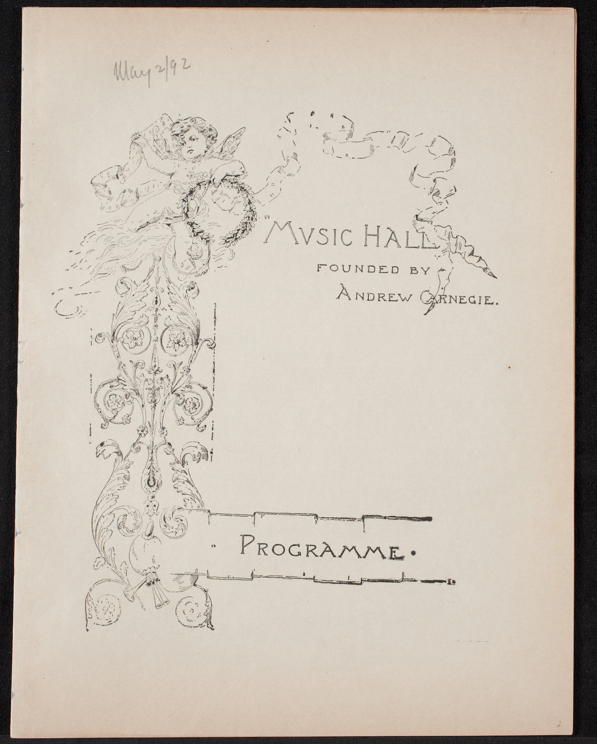 Urania Scientific Theatre, May 2, 1892, program page 1