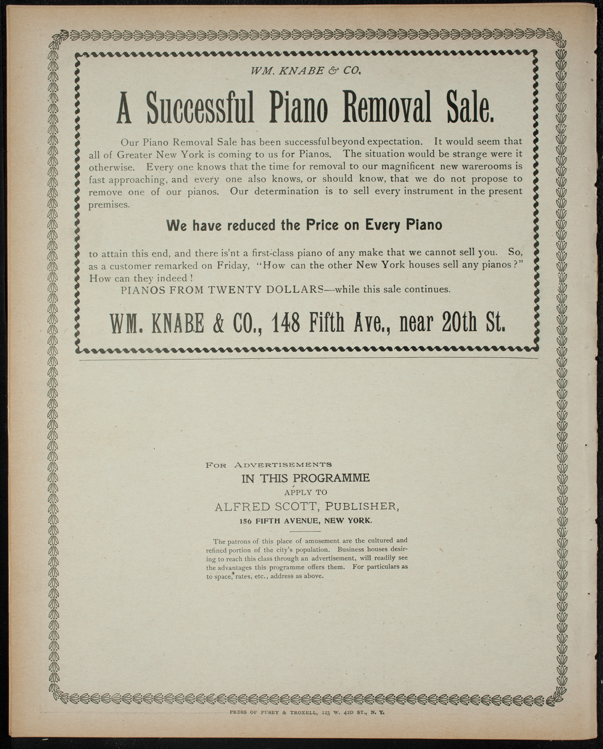 Townsend H. Fellows, January 19, 1899, program page 8