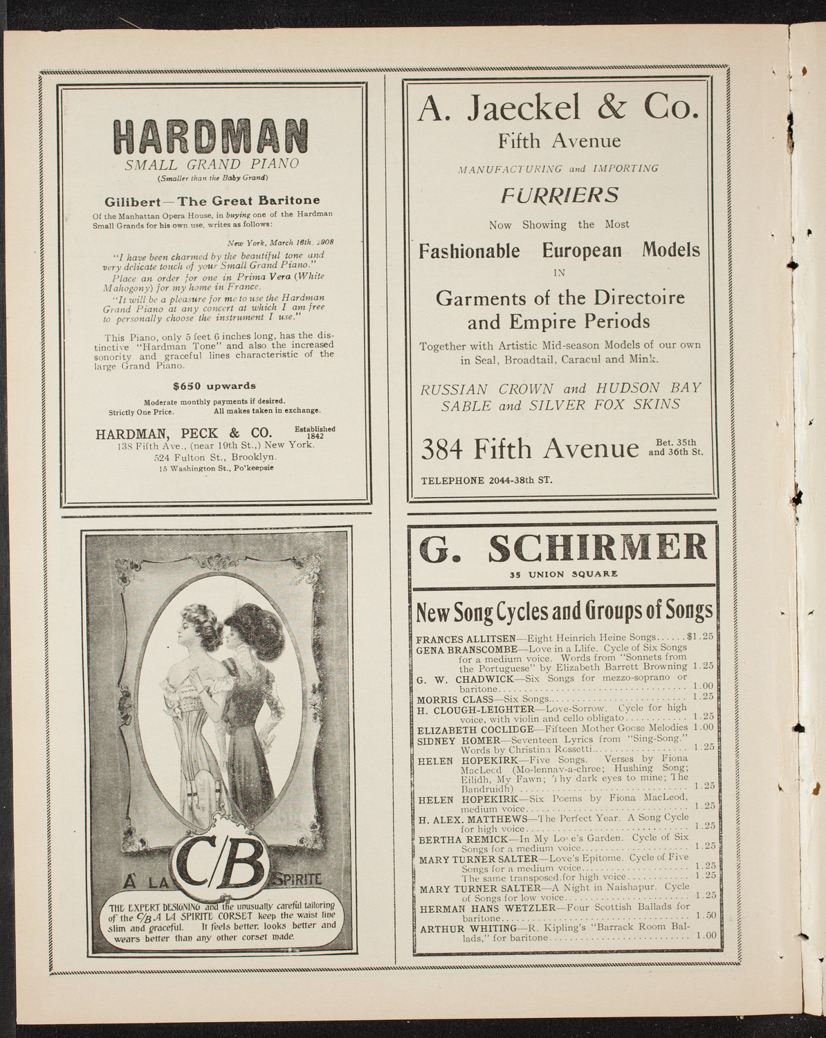 Maria E. Orthen, Soprano, January 17, 1909, program page 8