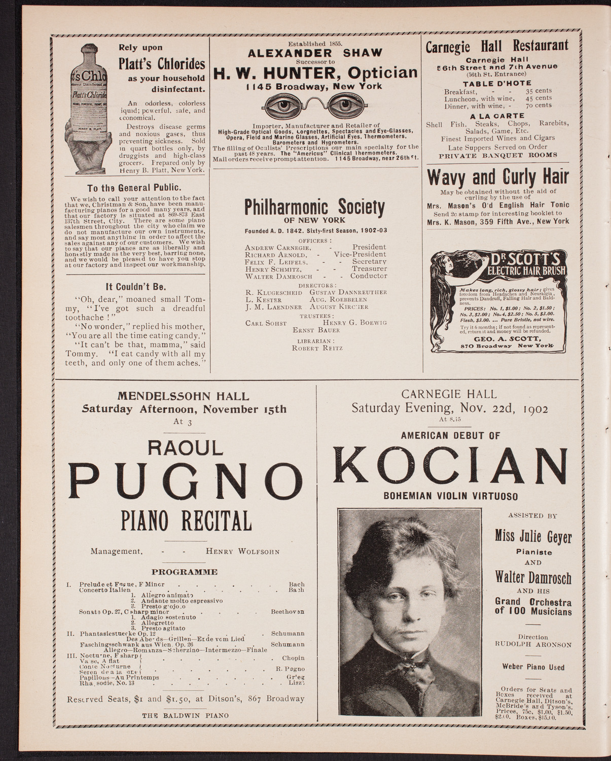 New York Philharmonic, November 14, 1902, program page 2