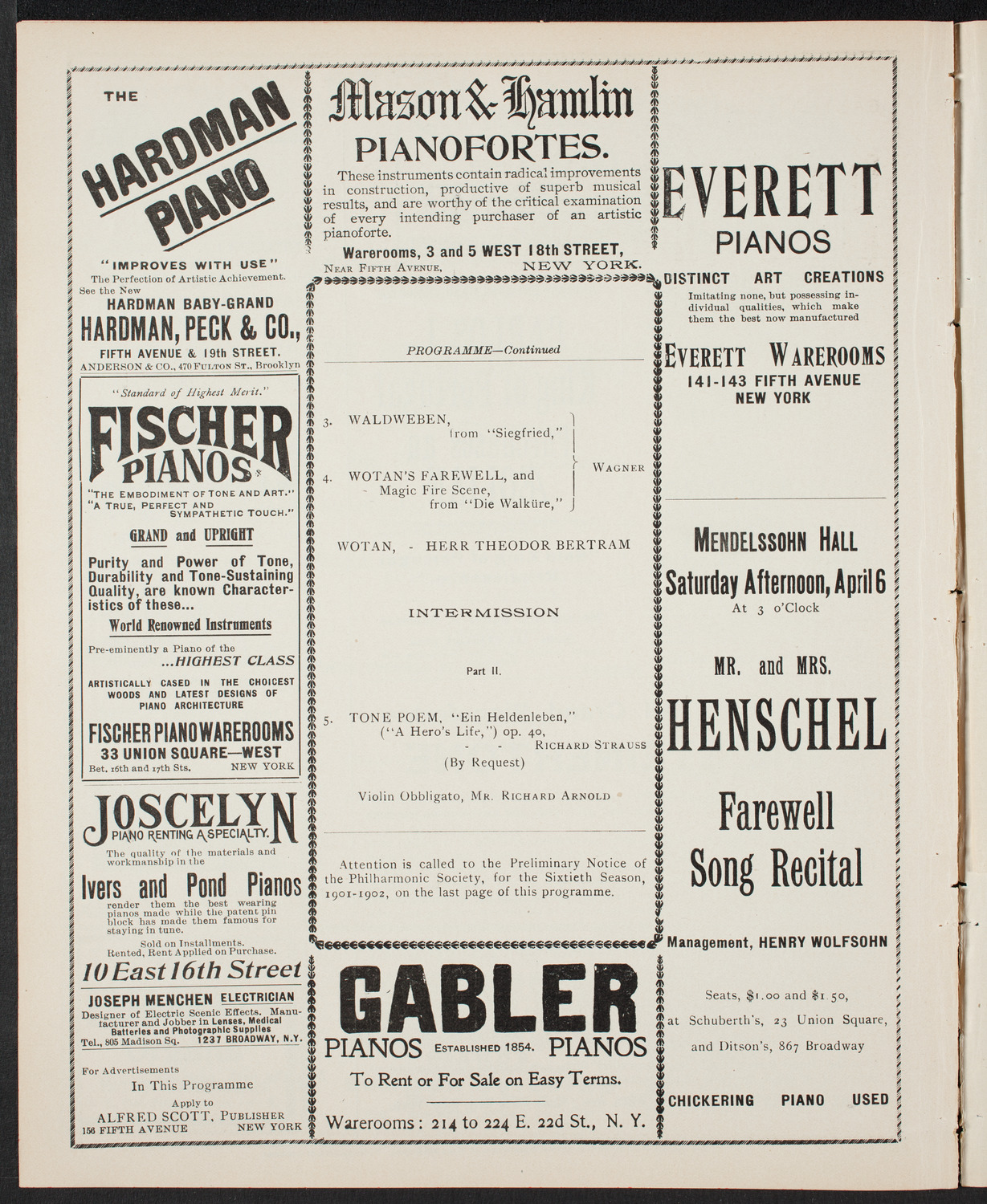 New York Philharmonic, March 29, 1901, program page 6