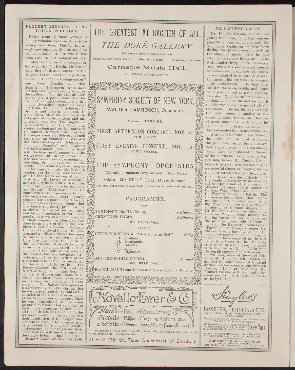 Grand Charity Concert: Arion Society, October 30, 1892, program page 6