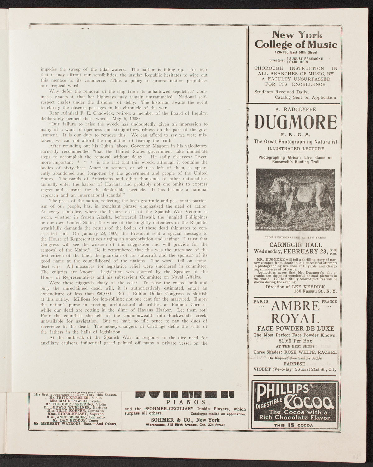 Maine Memorial Service, February 20, 1910, program page 7