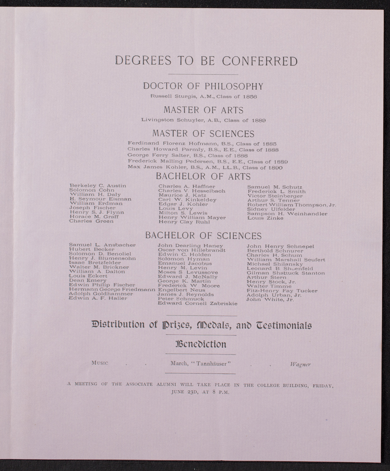 Graduation: College of the City of New York, June 22, 1893, program page 3