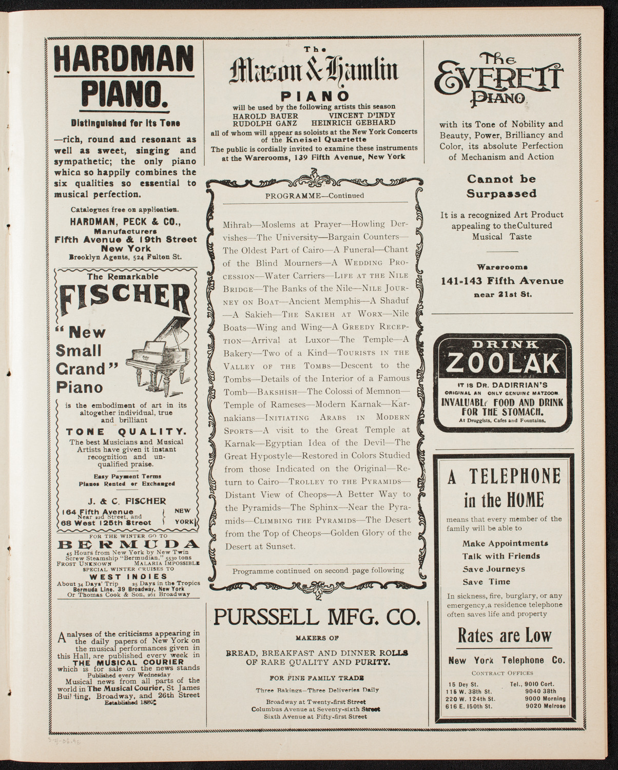 Elmendorf Lecture: Egypt, March 4, 1906, program page 7
