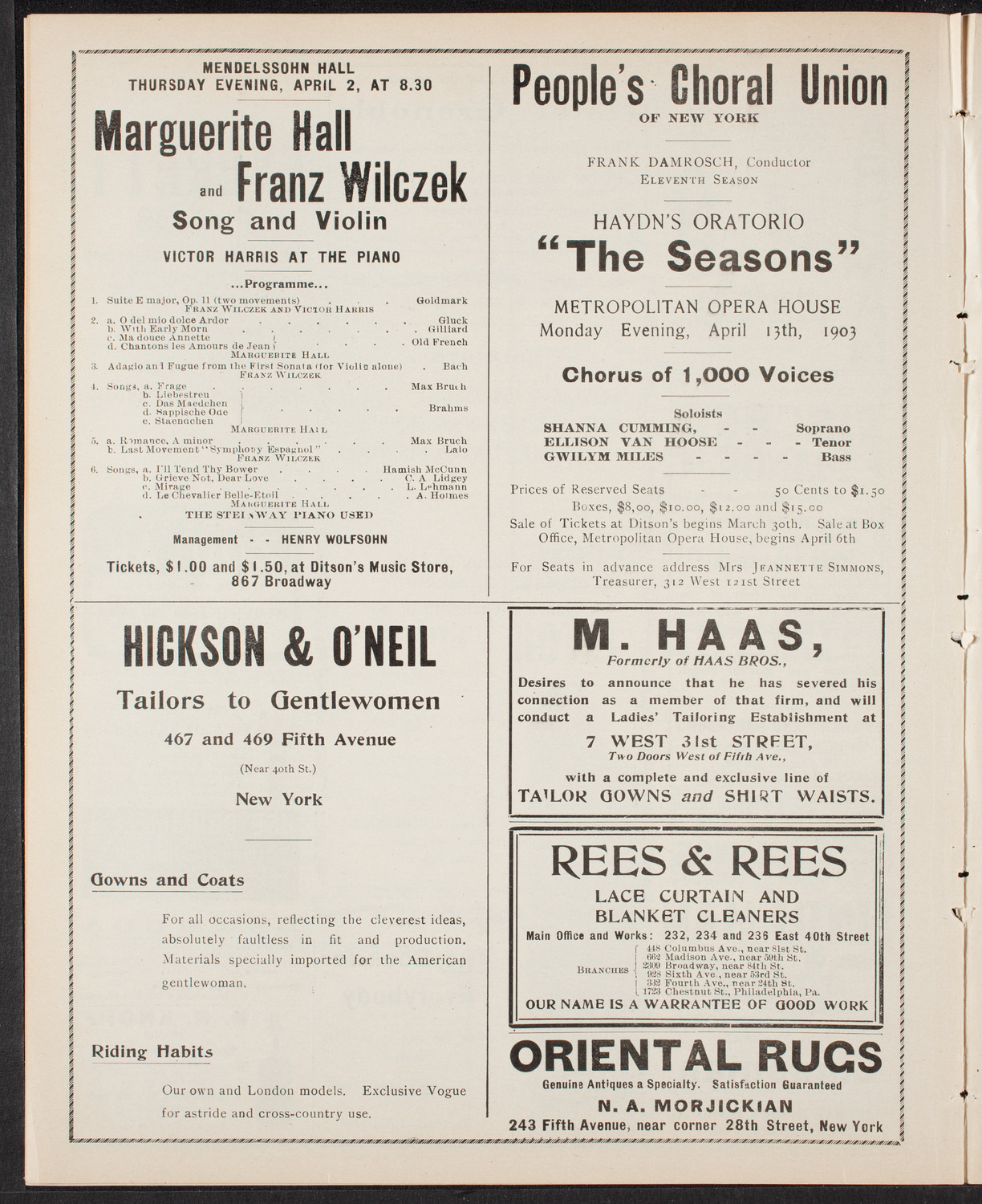 Oratorio Society of New York, March 26, 1903, program page 8