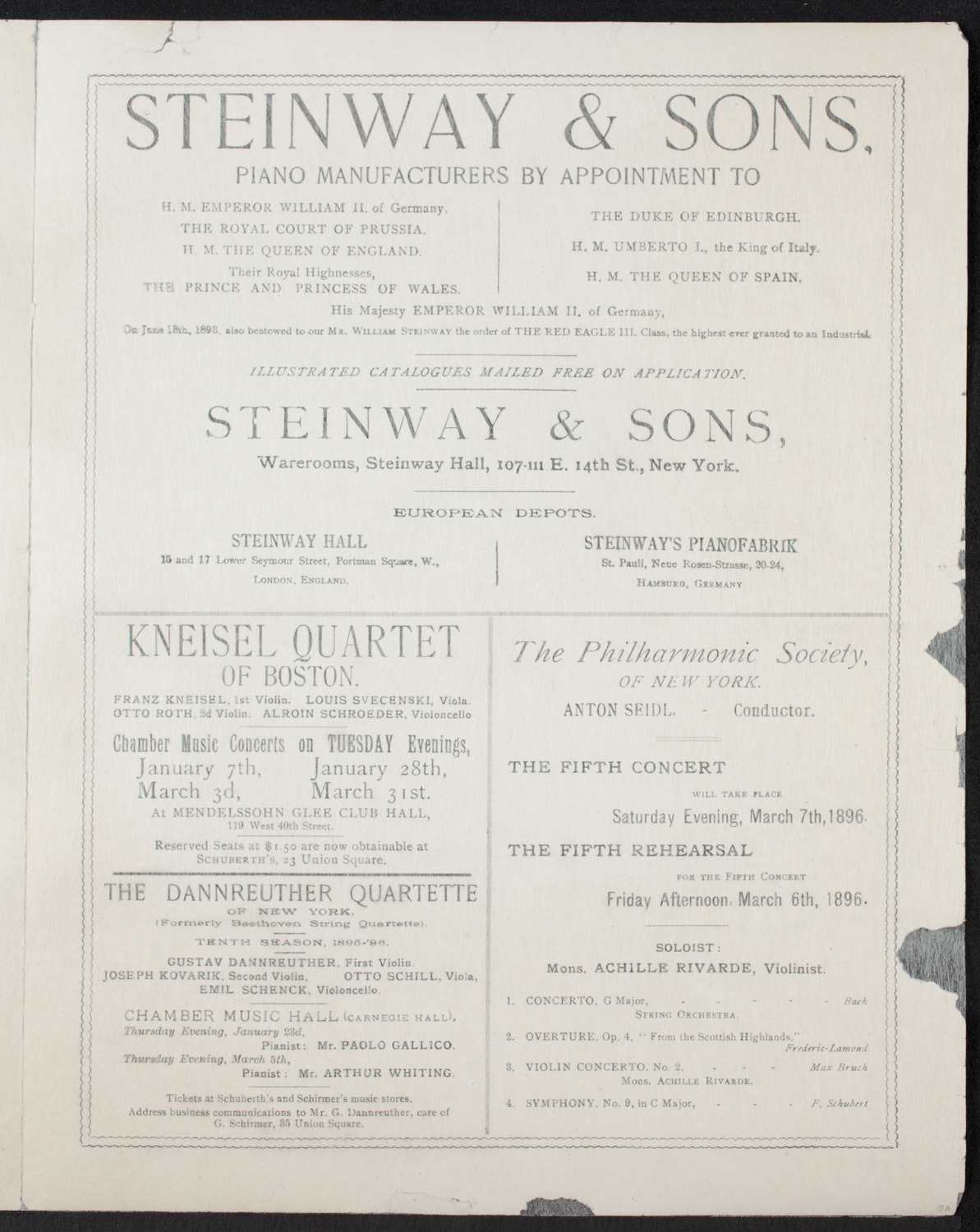 New York Philharmonic, February 8, 1896, program page 3
