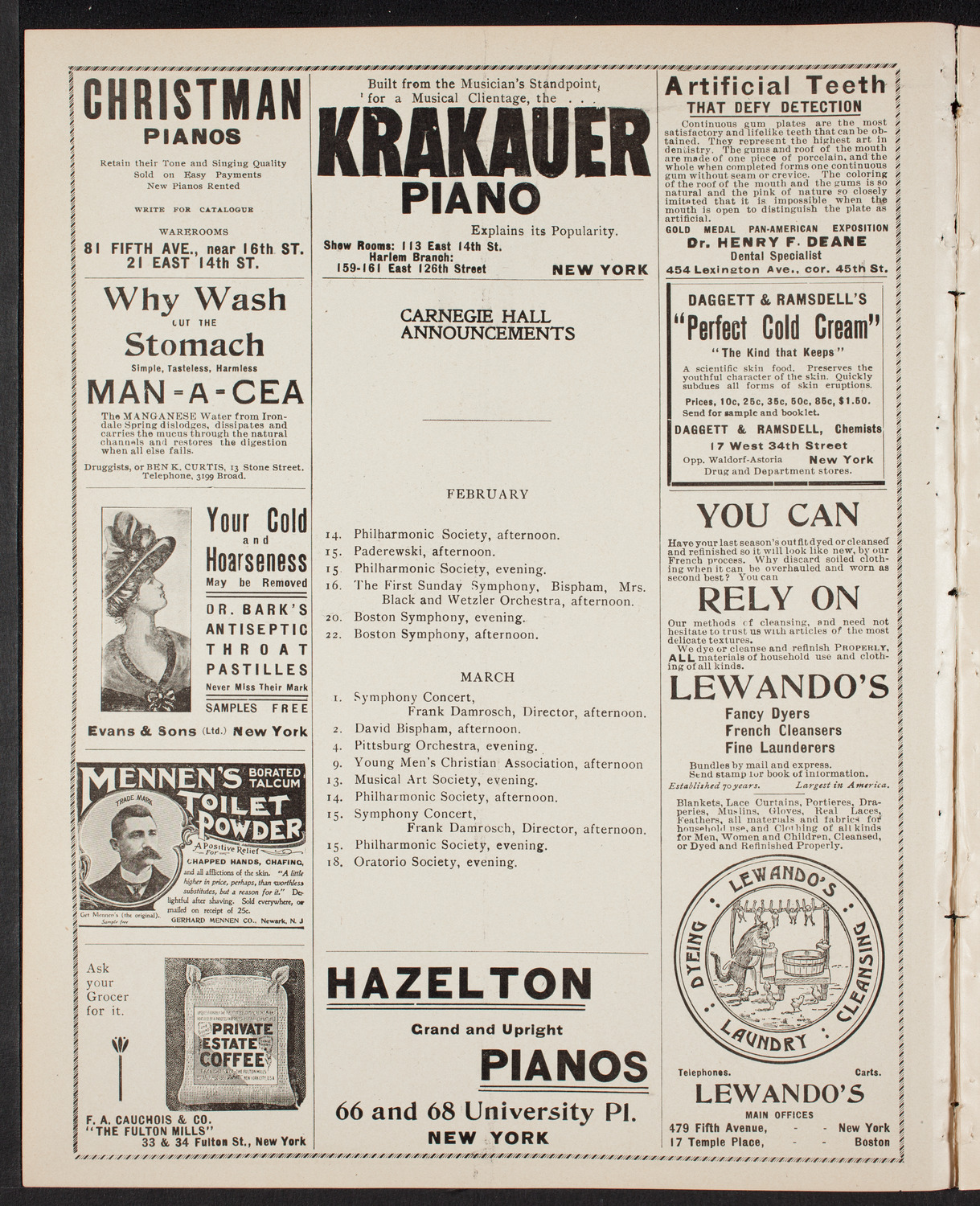 Albert Weinstein with Orchestra, February 13, 1902, program page 2