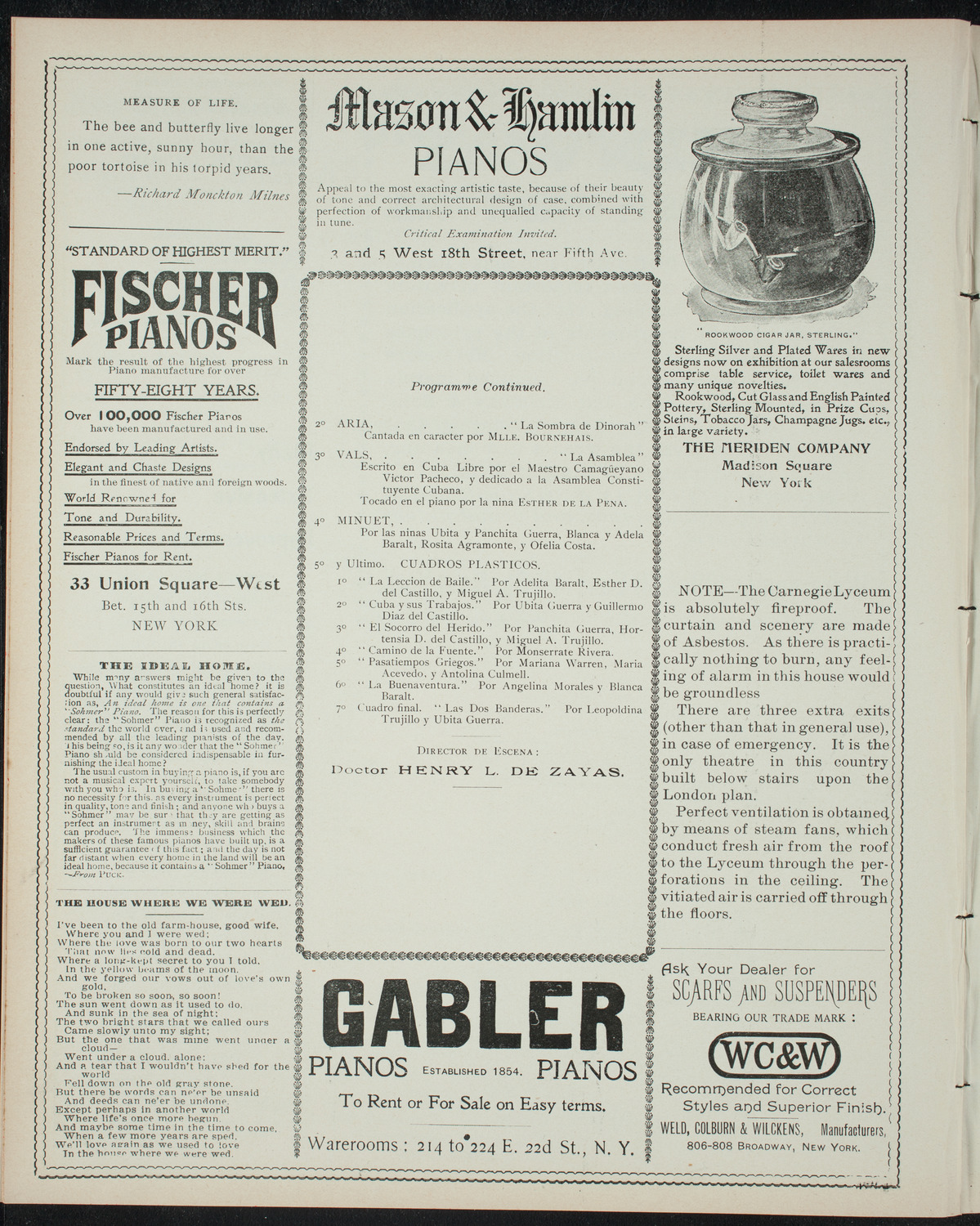Club "Las Dos Banderas": Benefit for Wounded Cubans, January 22, 1898, program page 6