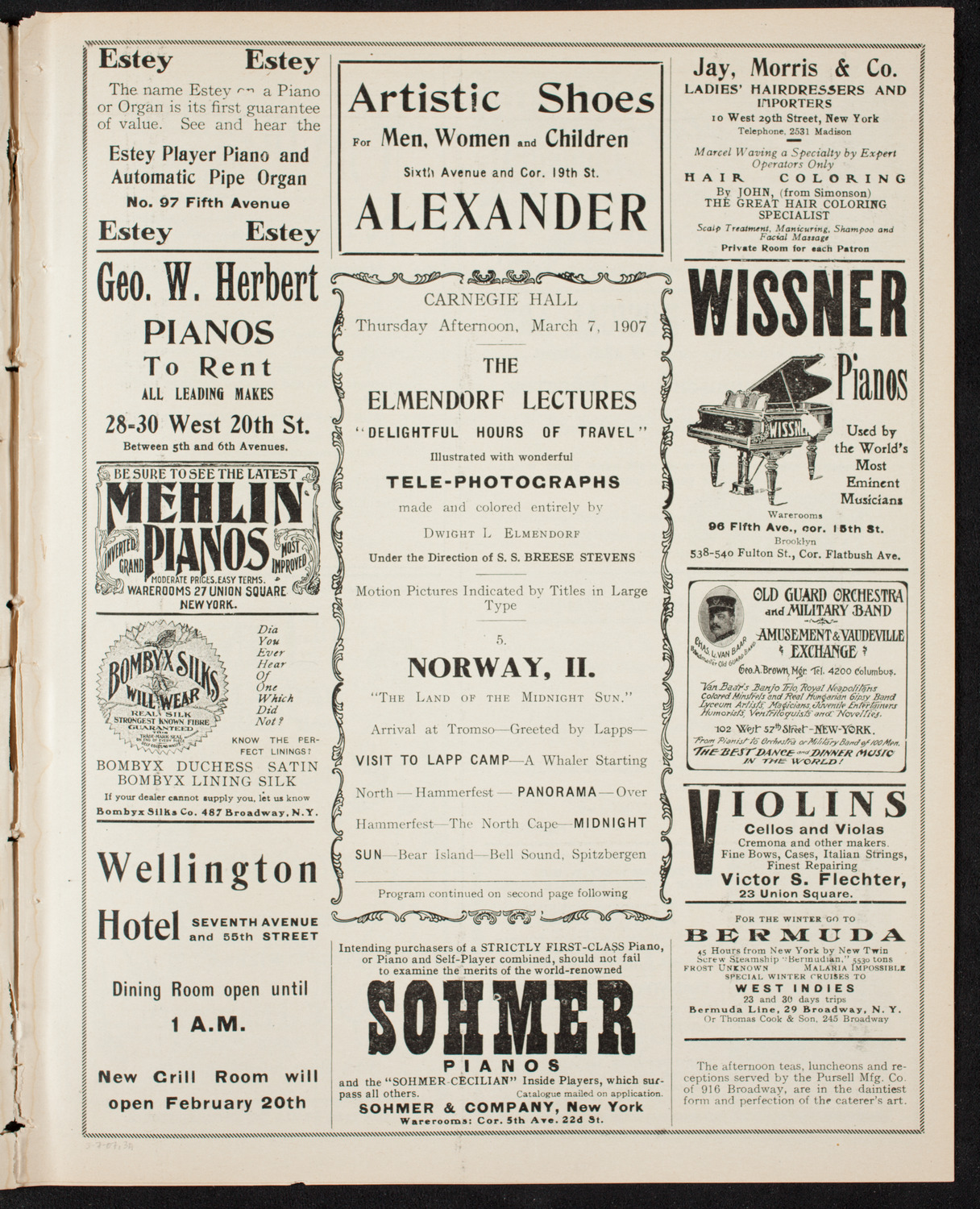 Elmendorf Lecture: Norway, March 7, 1907, program page 5