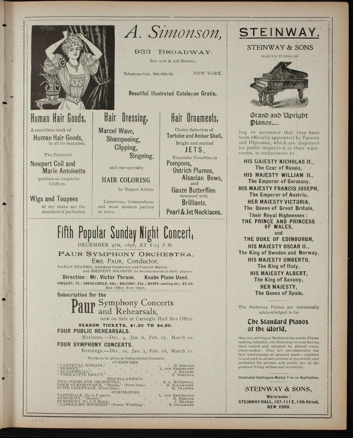 Students of the Virgil Piano School, November 29, 1898, program page 5